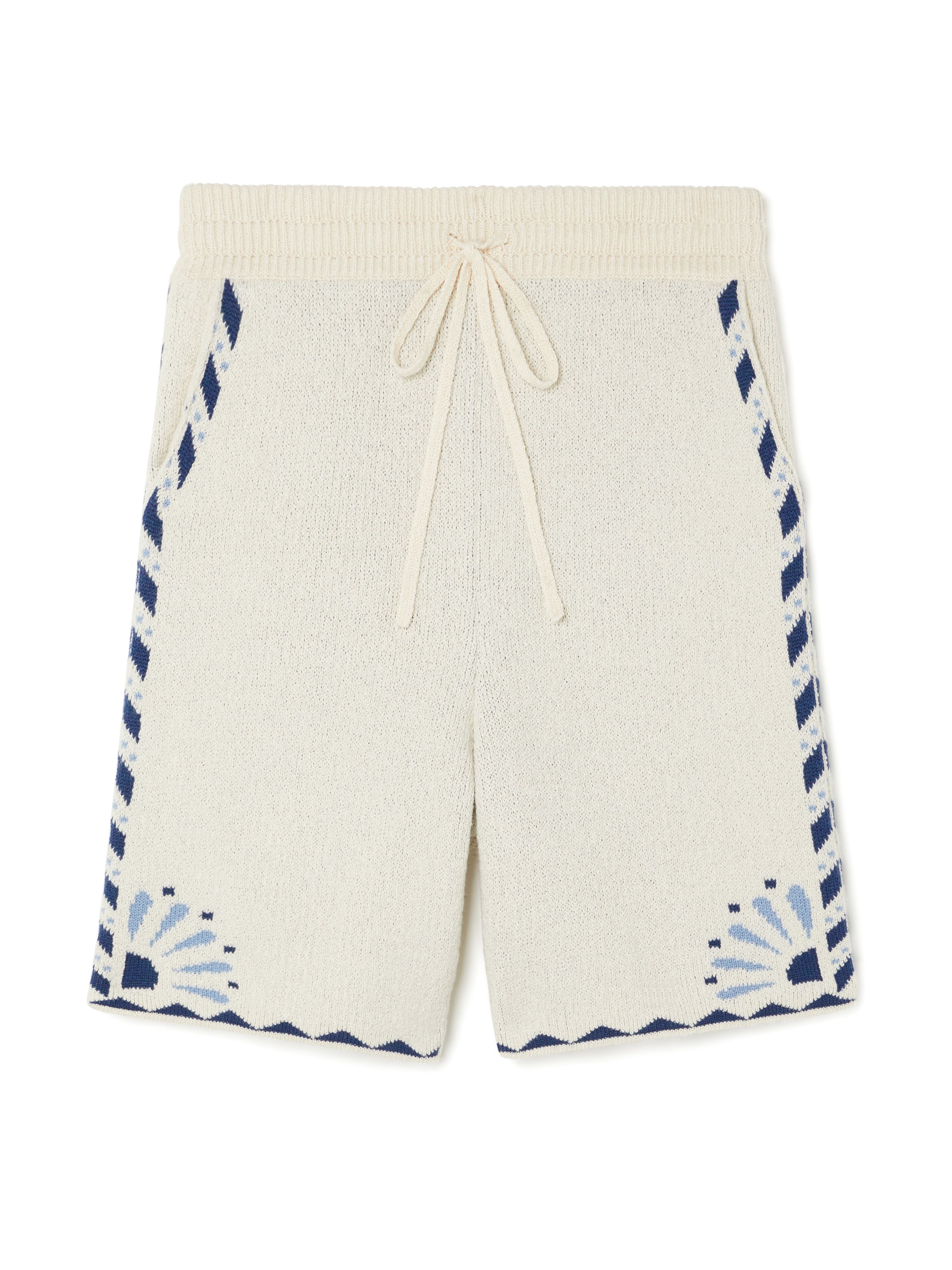 Alanui Wild Wonder Foulard Shorts Chalk-Indigo LMHM004R25KNI003