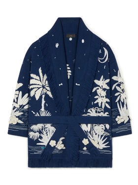 Alanui Postcard From Paradise Cardigan Deep Blue-White Pearl