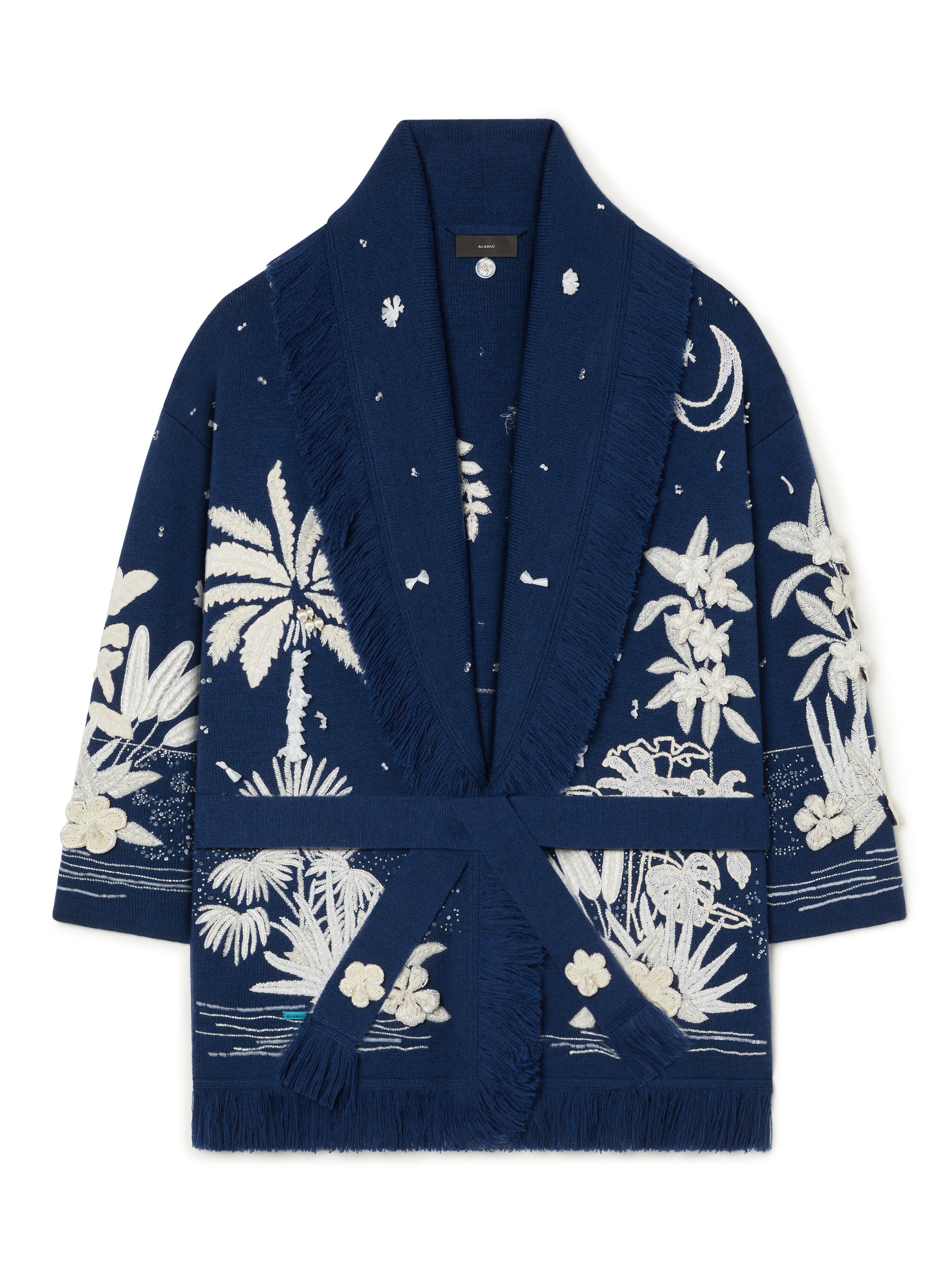 Alanui Postcard From Paradise Cardigan Deep Blue-White Pearl LWHB064R26KNI006 Alanui Postcard From Paradise Cardigan Deep Blue-White Pearl LWHB064R26KNI006