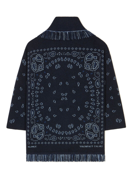 Alanui Bandana Jacquard Cardigan Midnight Blue-Multicolor LWHB064E25KNI001
