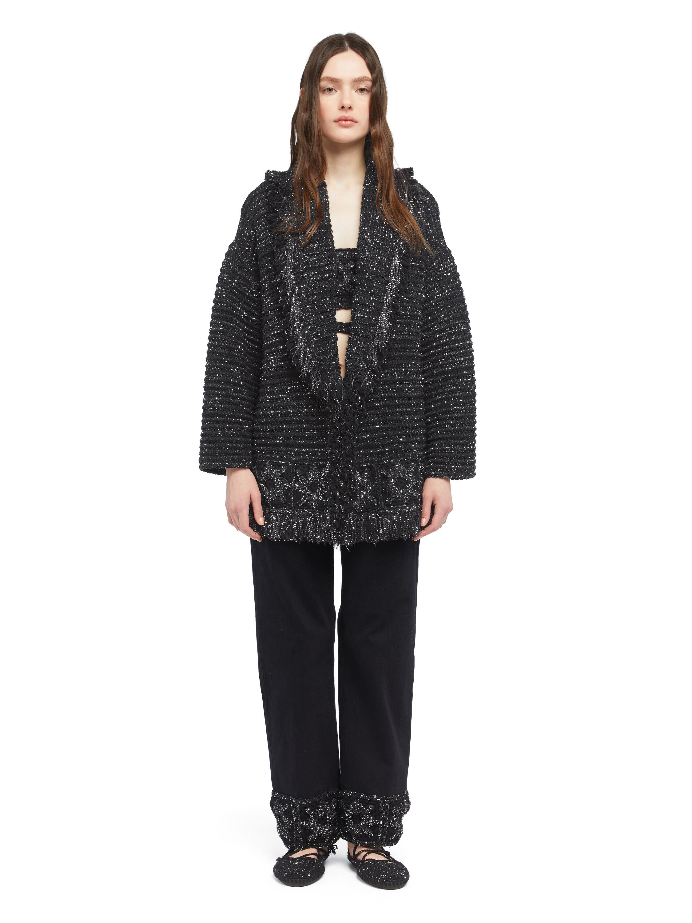 Alanui City Lights Cardigan Black-Silver LWHB064E25KNI006