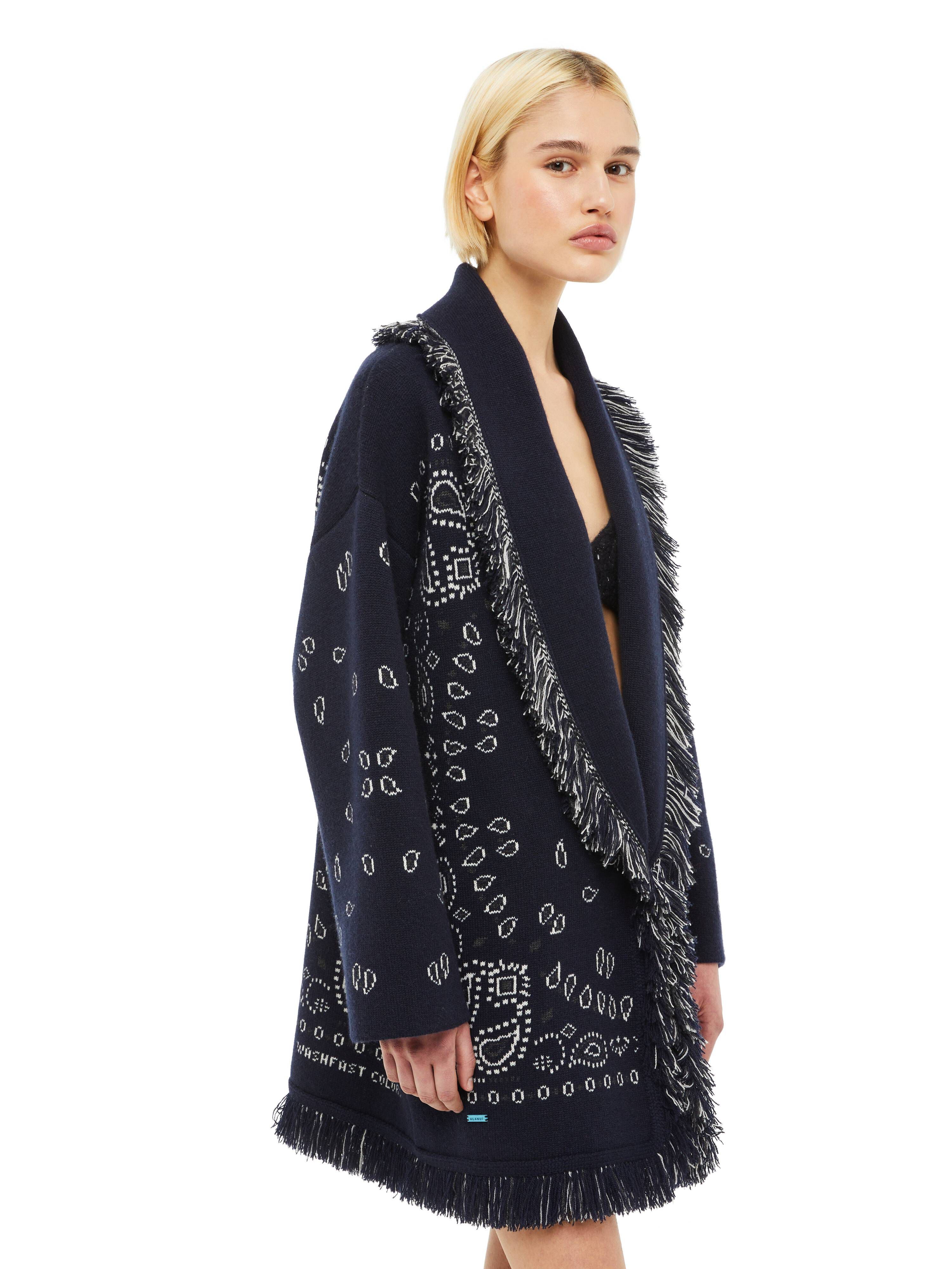 Alanui Bandana Jacquard Cardigan Midnight Blu LWHB064F23KNI002