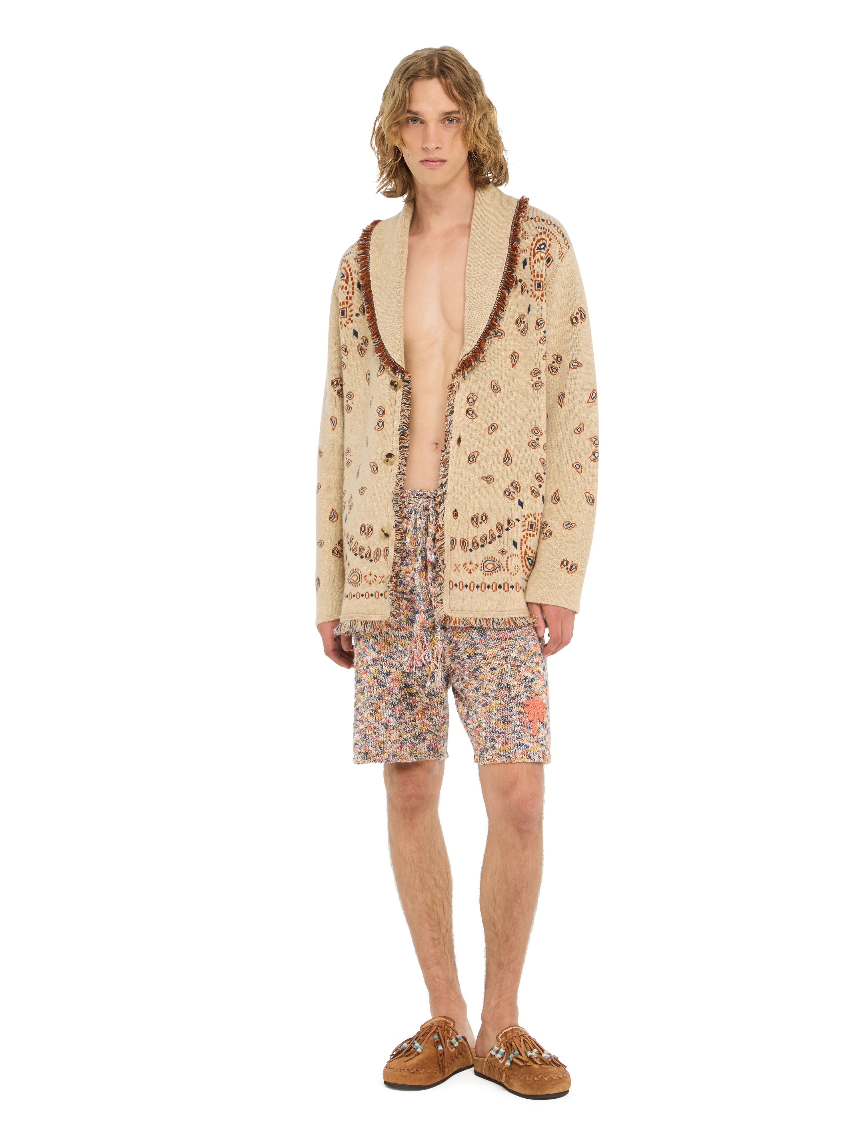 Alanui Bandana Jacquard Cardigan Sand-Red Earth LMHB039R26KNI001