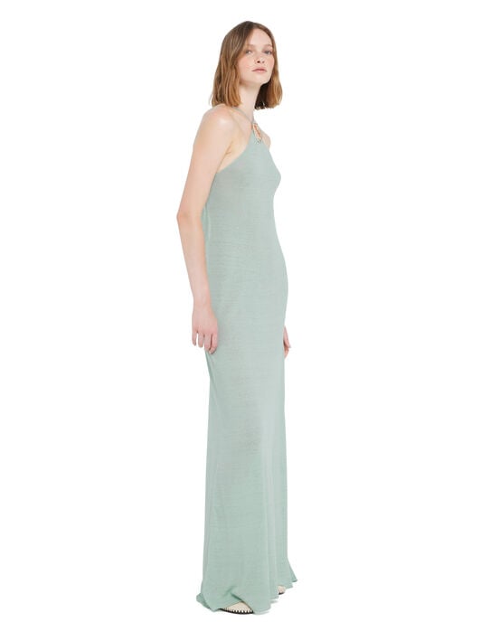 Alanui Mermaid Inside Halter Neck Dress Acquamarine LWHI062R26KNI001