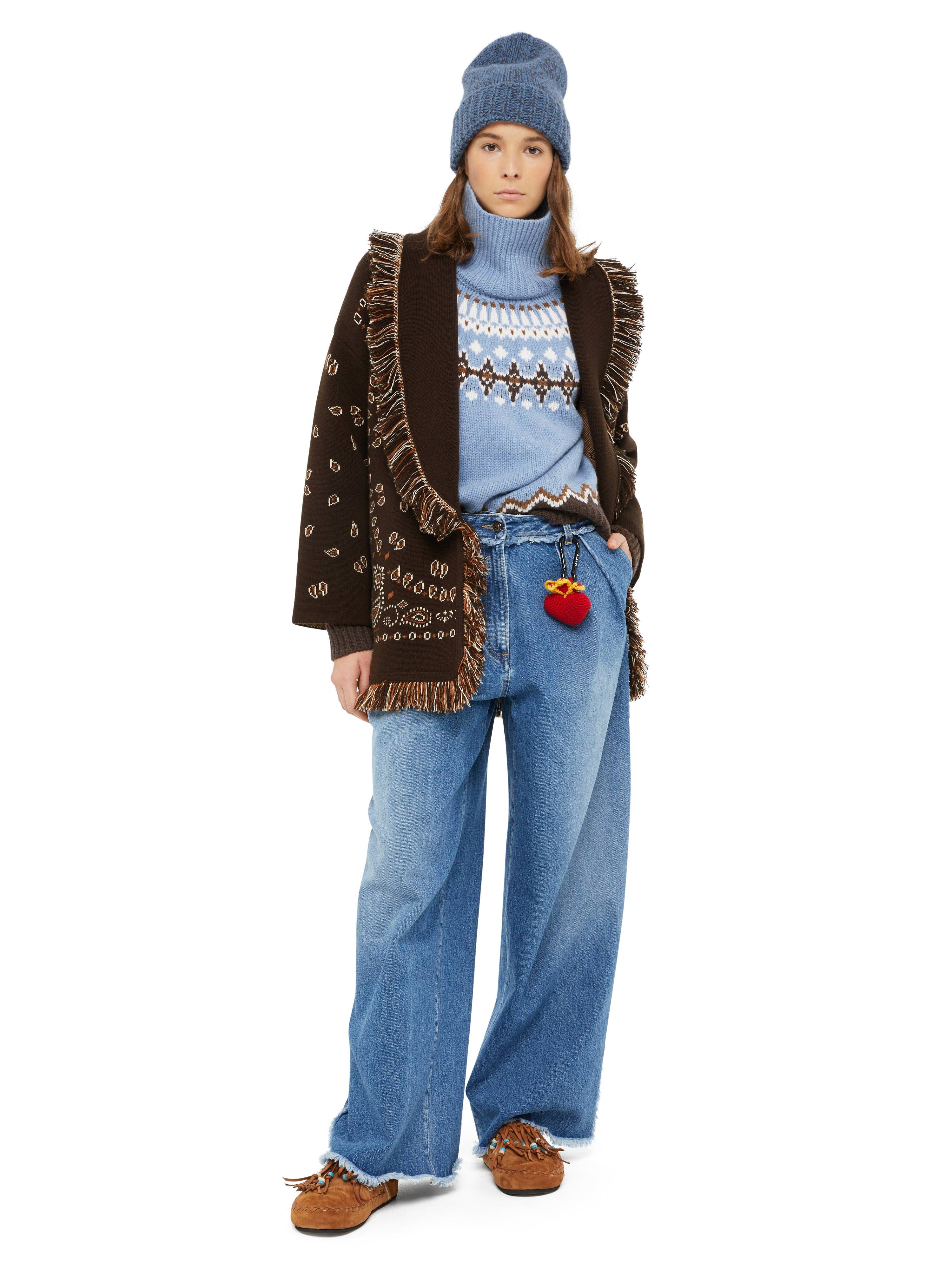 Alanui Bandana Jacquard Cardigan Coffee-Multicolor LWHB064E24KNI002