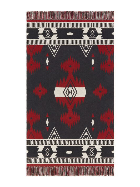 Alanui Icon Jacquard Blanket Ruby-Charcoal LWRO002E25KNI002