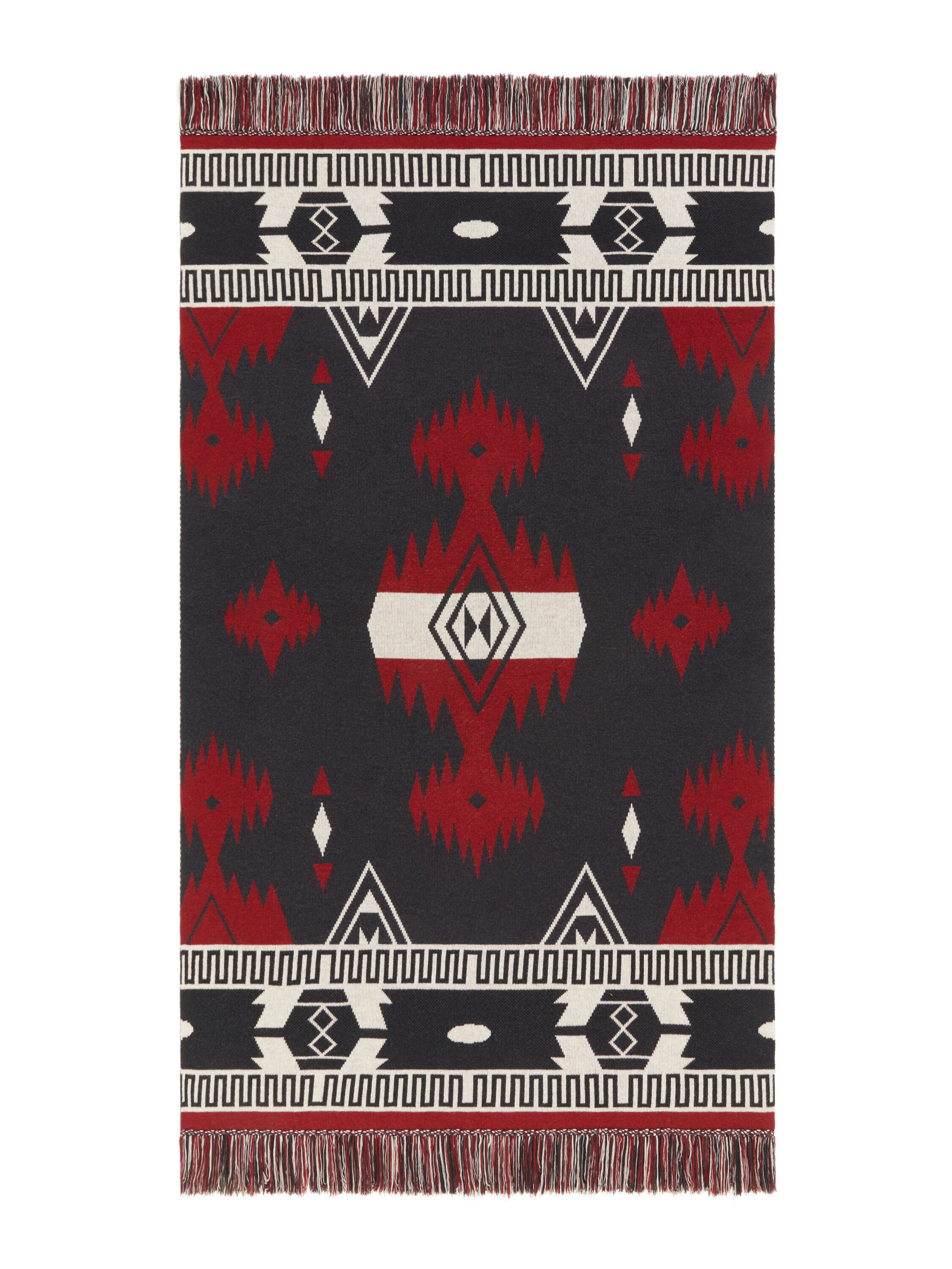Alanui Icon Jacquard Blanket Ruby-Charcoal LWRO002E25KNI002