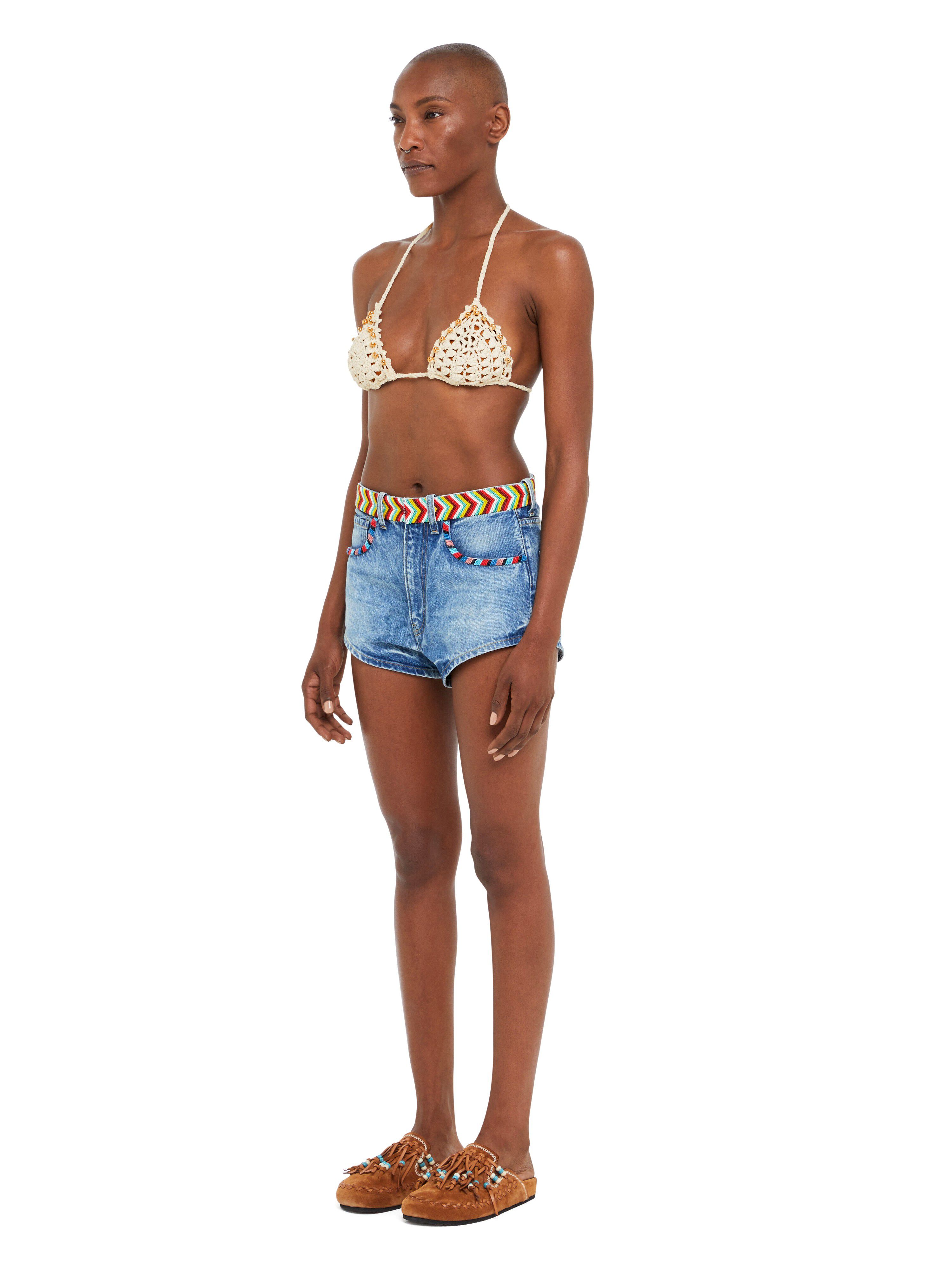 Alanui Memories Of The Savannah Denim Shorts Medium Wash Blue Denim LWYC009R25DEN001