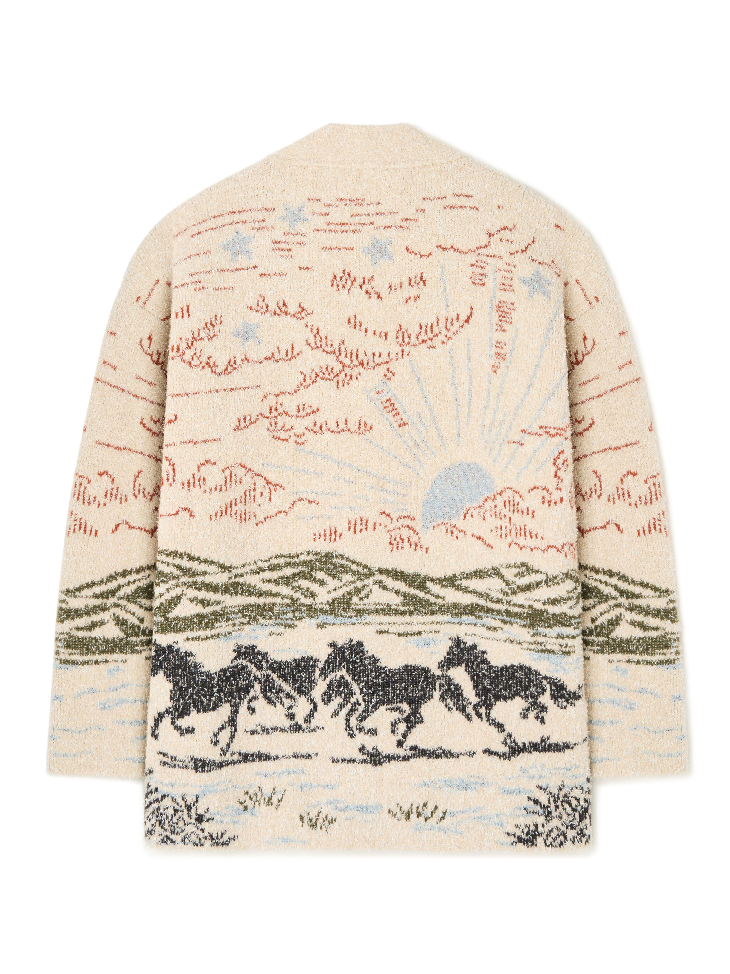 Alanui Sunset Riders Cardigan Ivory-Olive LMHB027E25KNI005