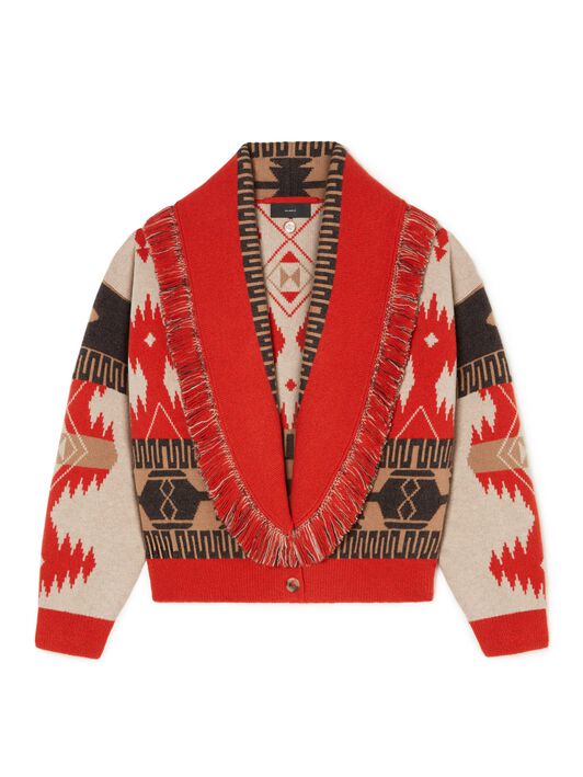 Alanui Icon Jacquard Cardi-Bomber Sand Fire LWHB026F23KNI002