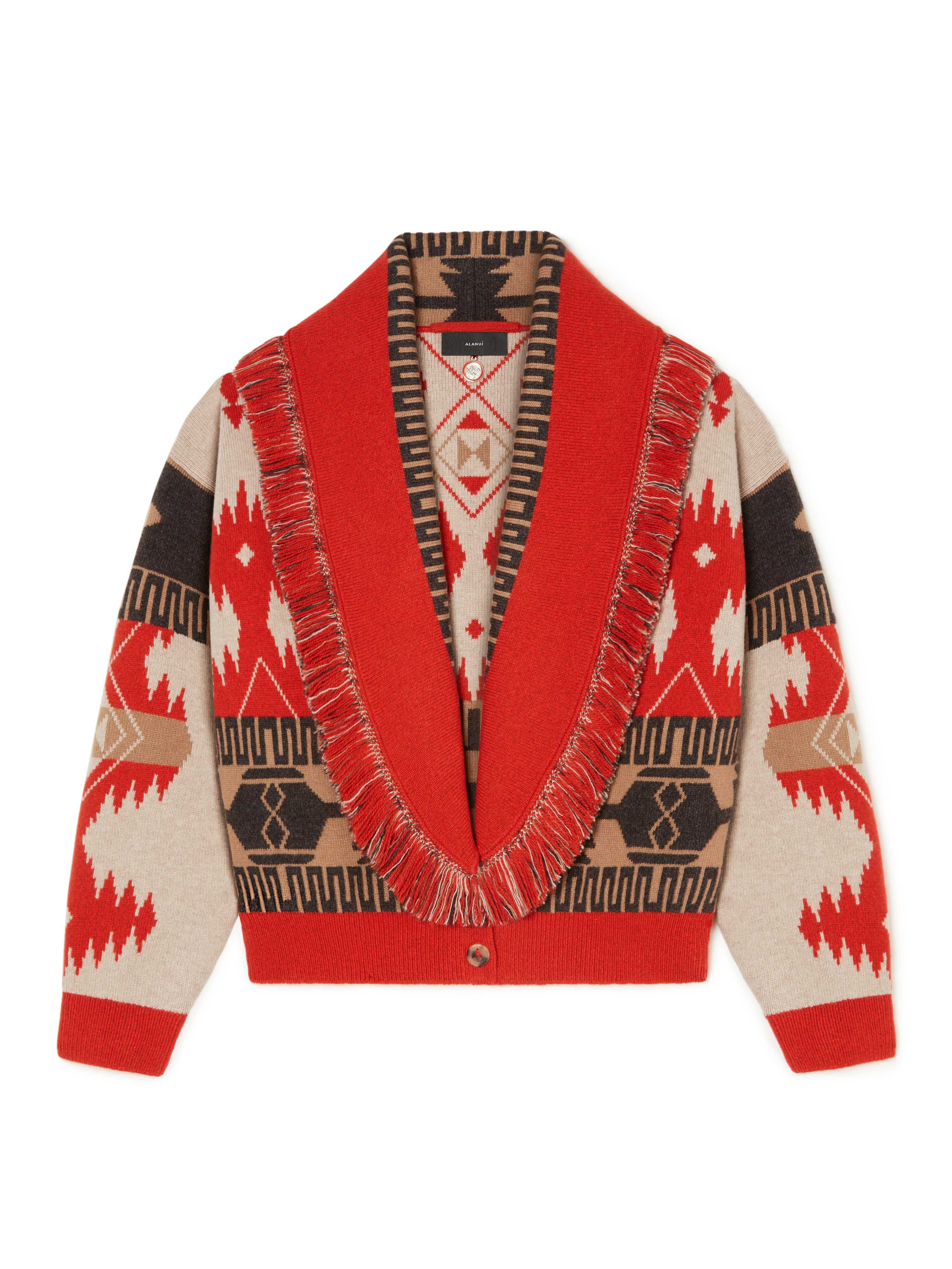 Alanui Icon Jacquard Cardi-Bomber Sand Fire LWHB026F23KNI002