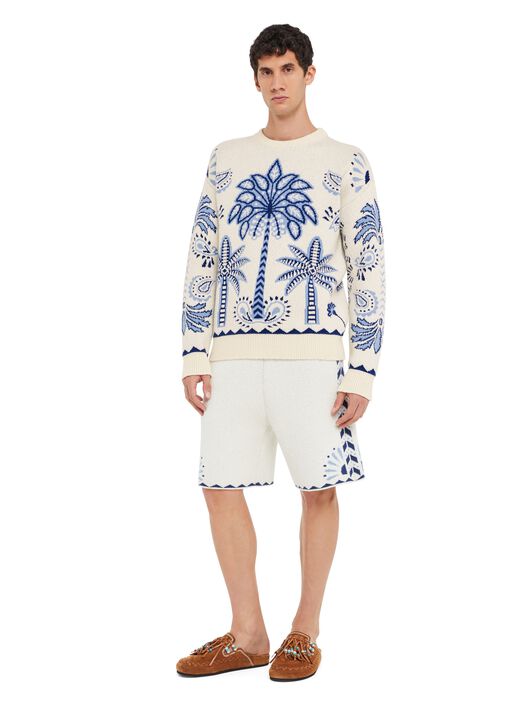 Alanui Wild Wonder Foulard Sweater Chalk-Indigo LMHE033R25KNI001