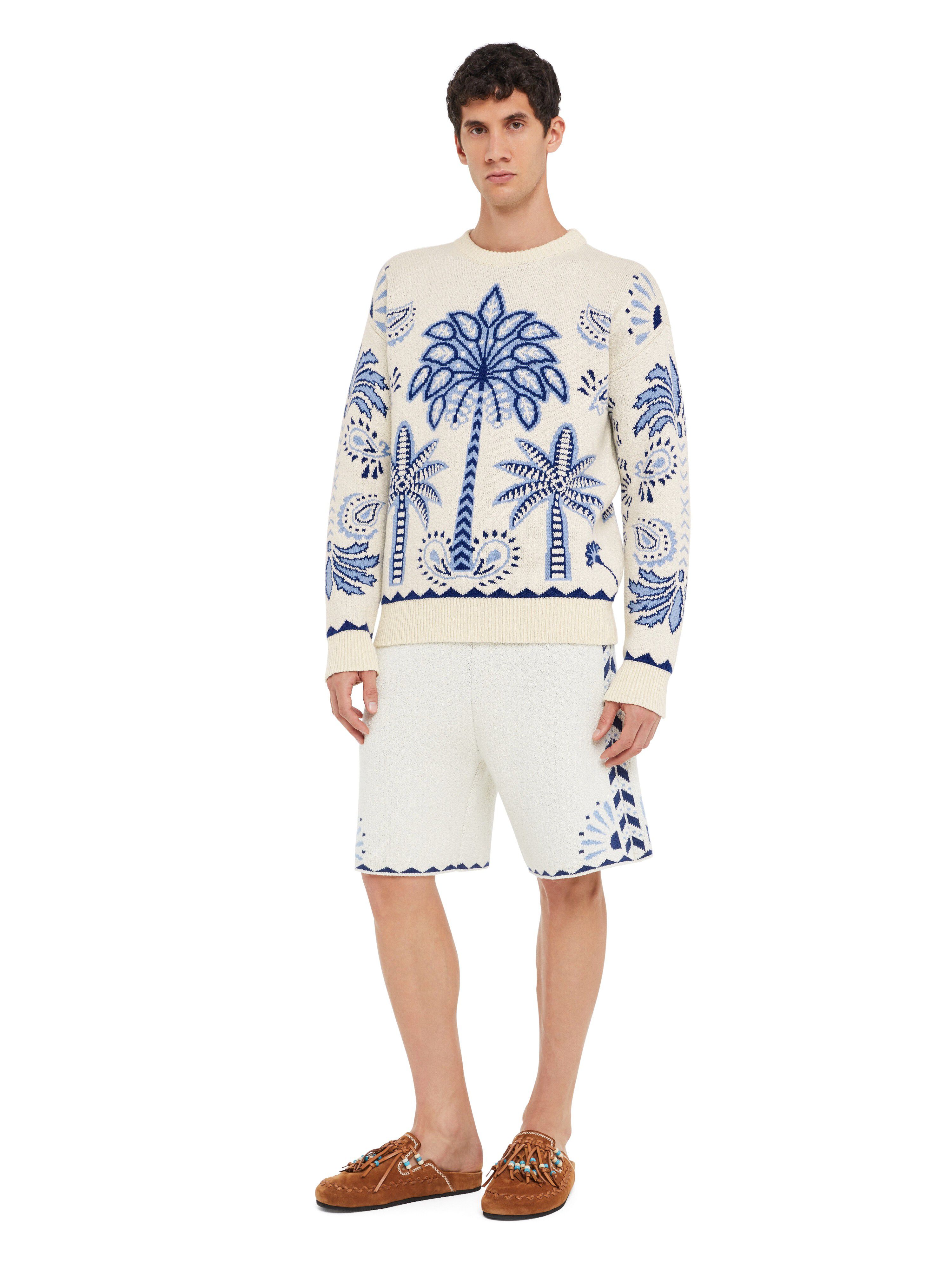 Alanui Wild Wonder Foulard Sweater Chalk-Indigo LMHE033R25KNI001