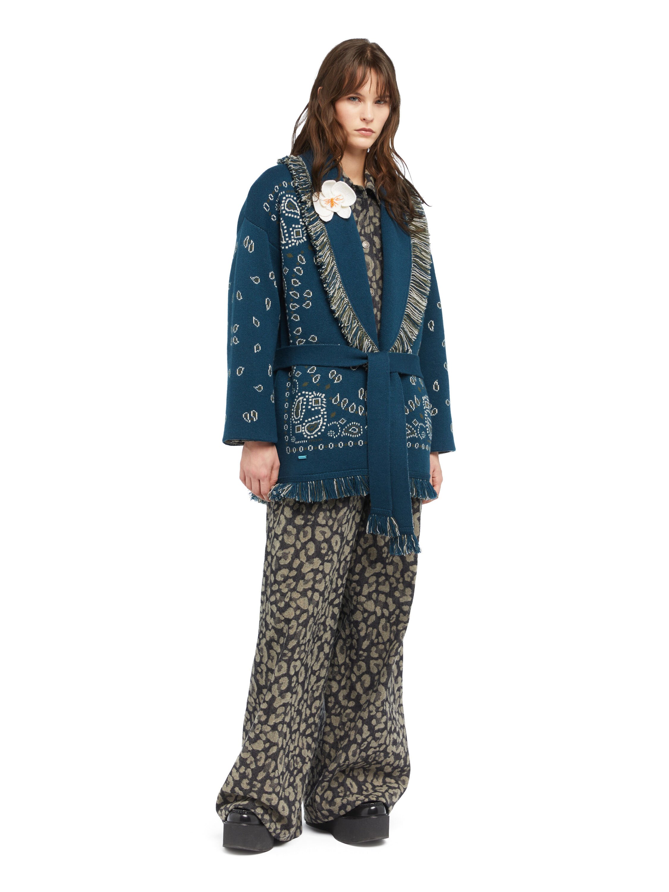 Alanui Bandana Jacquard Cardigan Arbour-Multicolor LWHB064E25KNI001