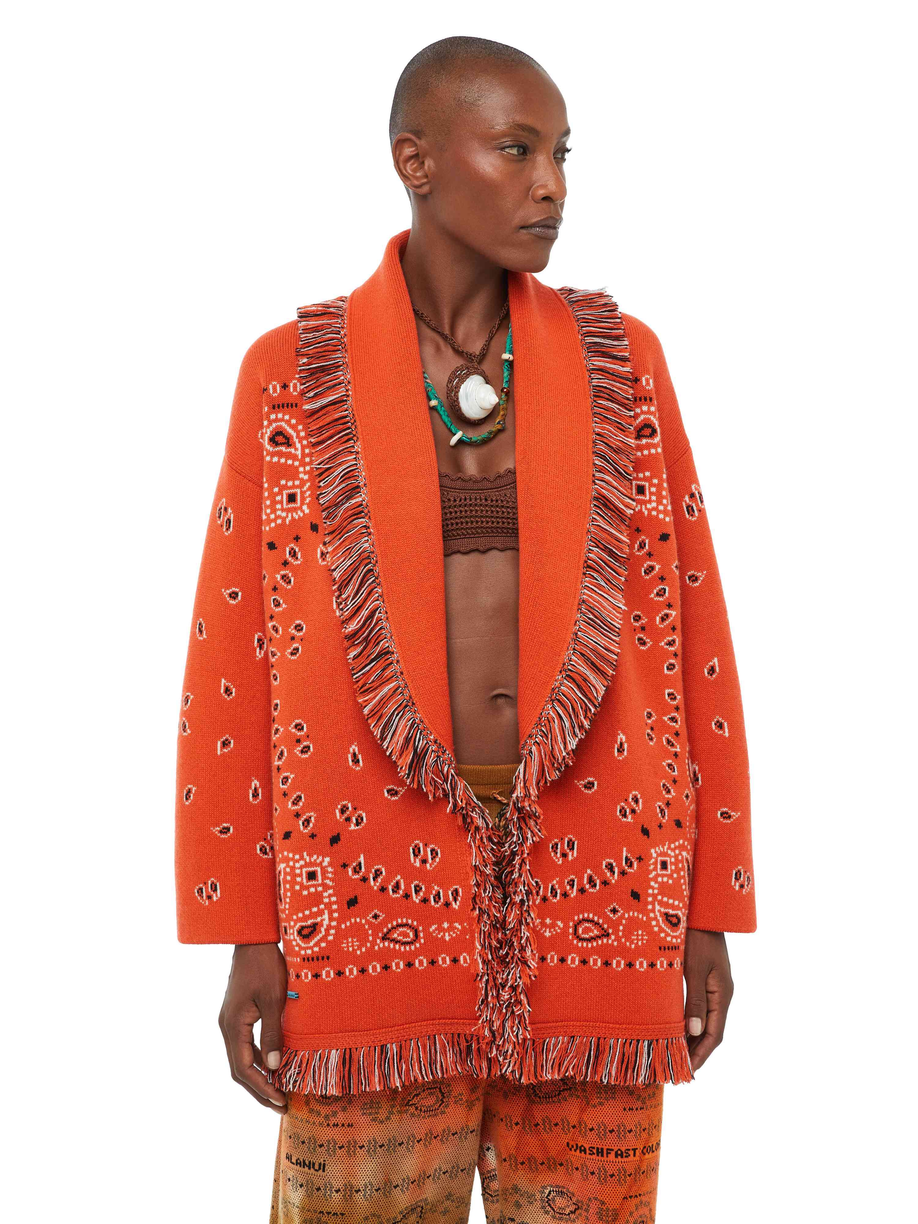 Alanui Bandana Jacquard Cardigan Tiger Lily-Multicolor LWHB064S23KNI006