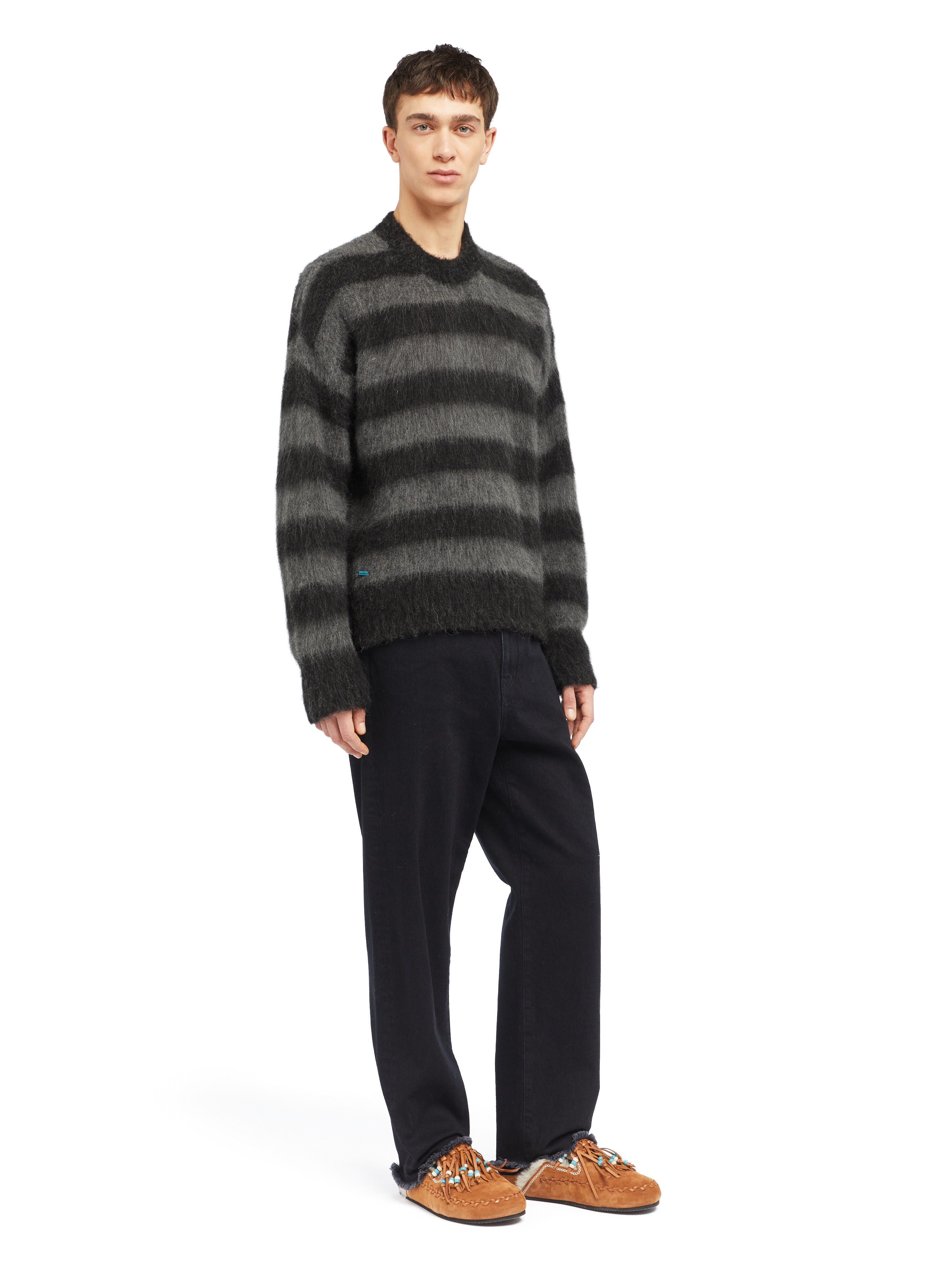 Alanui Grunge Stripes Sweater Charcoal-Ardesia LMHE033E25KNI006