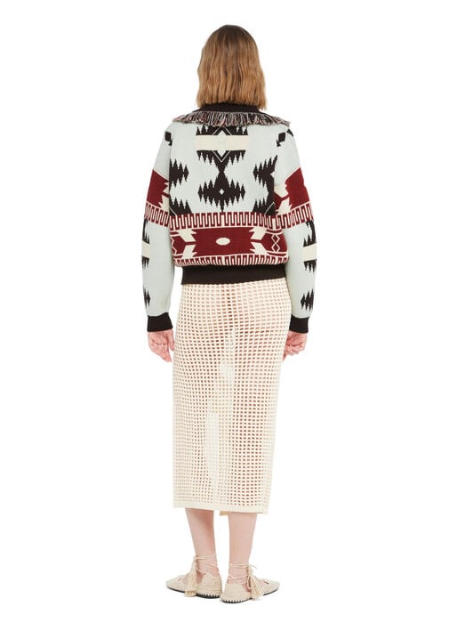 Alanui Icon Jacquard Cardi-Bomber Wave-Sandal Wood LWHB026R26KNI001