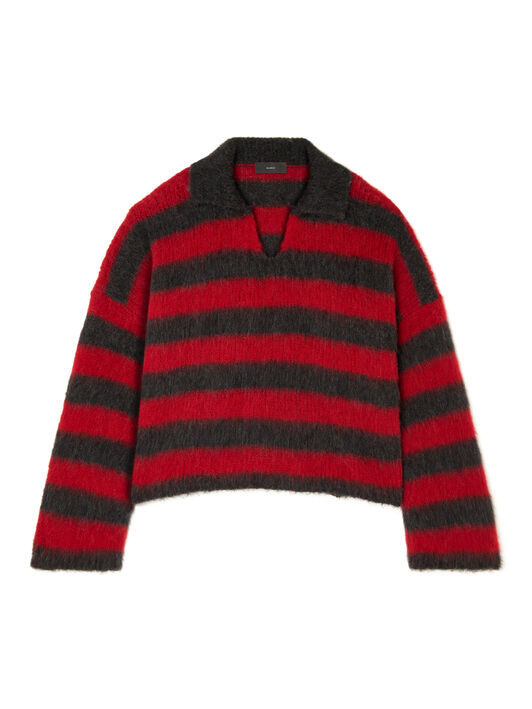 Alanui Grunge Stripes Polo Ruby-Charcoal LWHV007E25KNI001