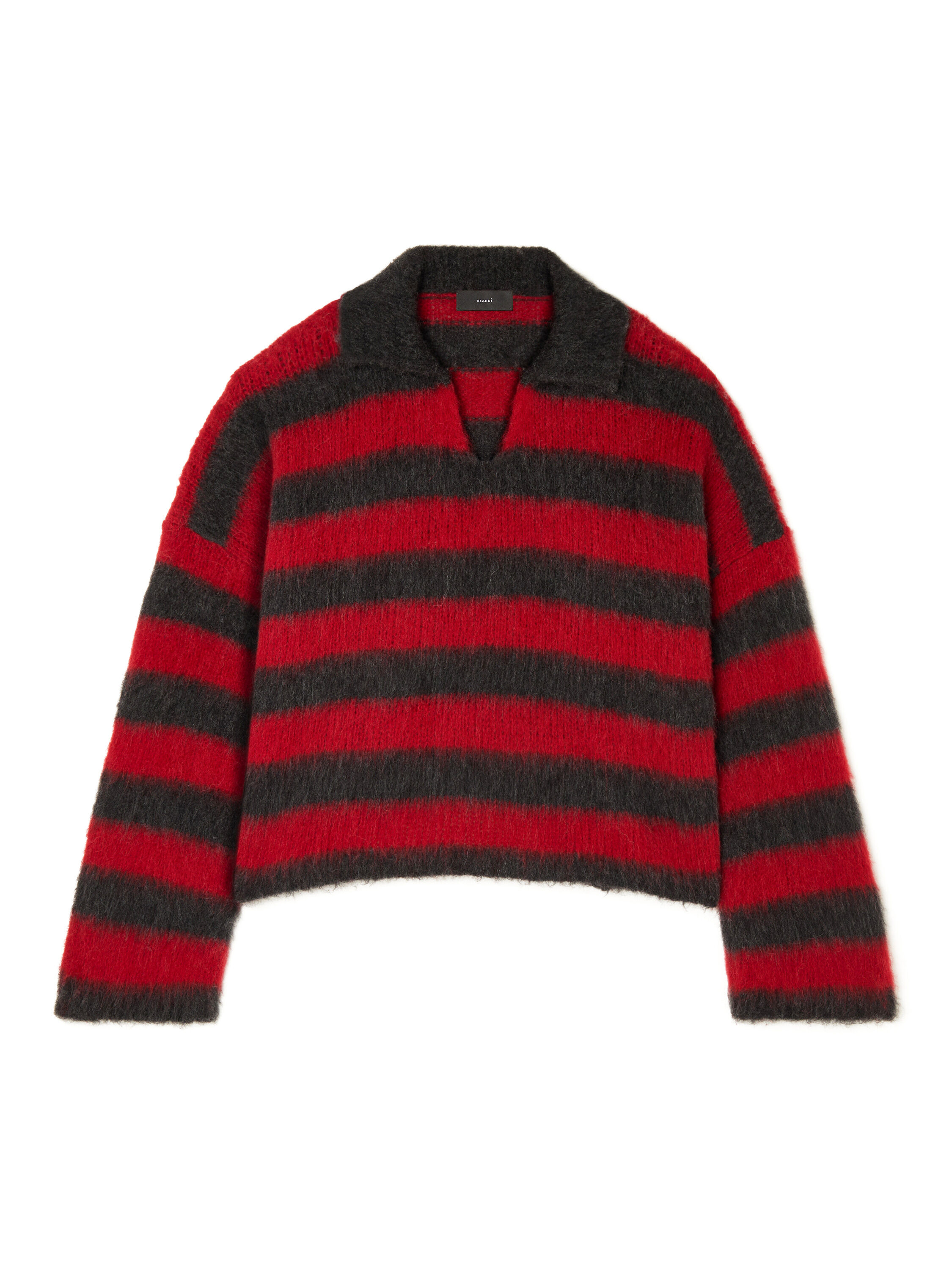 Alanui Grunge Stripes Polo Ruby-Charcoal LWHV007E25KNI001