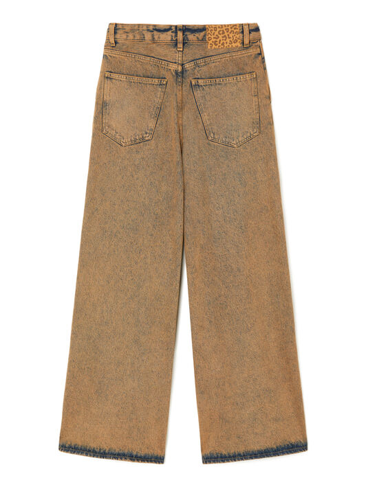 Alanui Desert Rose Wide Leg Denim Pants Overdye Apricot Denim LWYB003E25DEN002