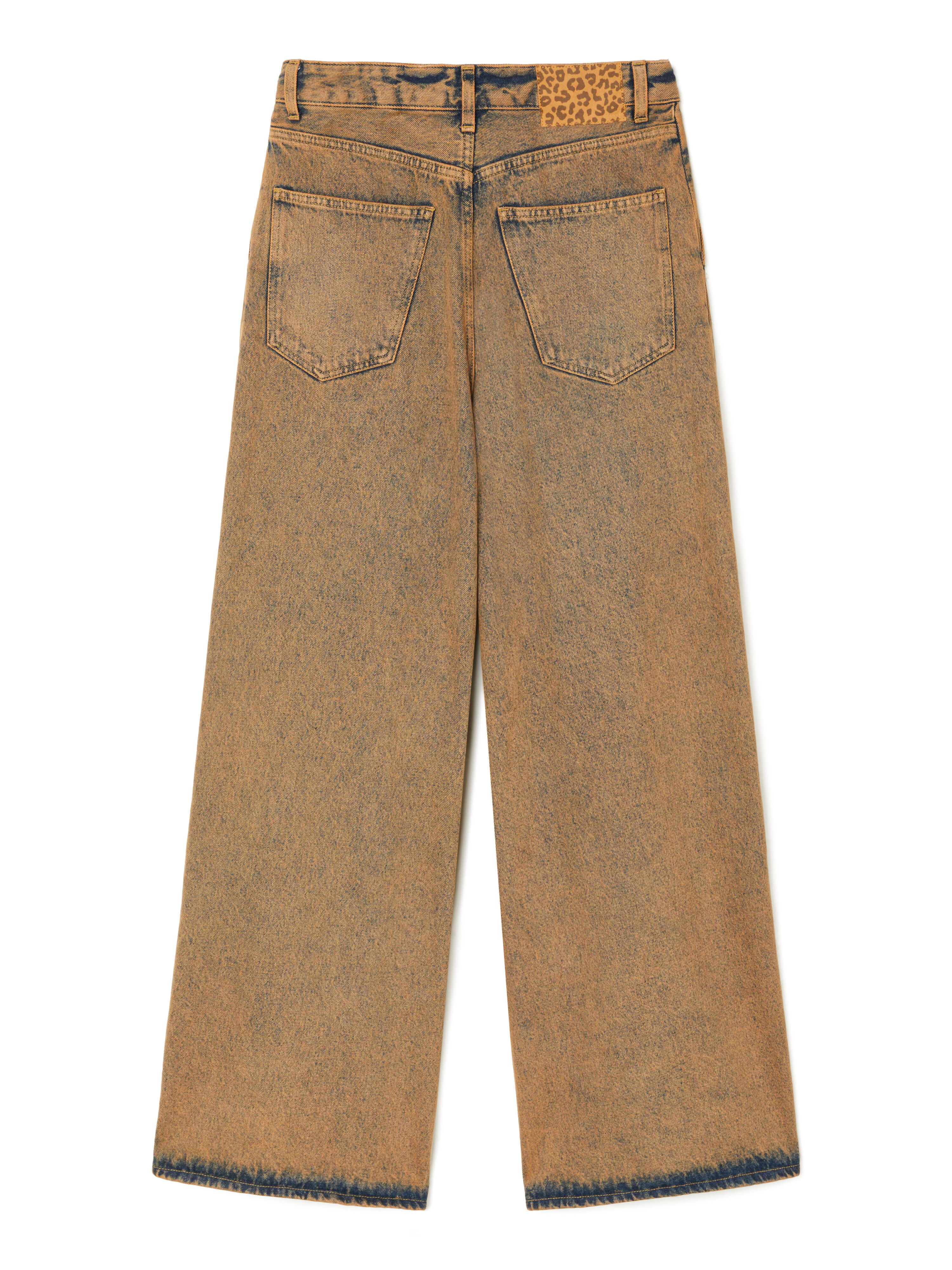 Alanui Desert Rose Wide Leg Denim Pants Overdye Apricot Denim LWYB003E25DEN002
