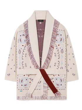 Alanui Bandana Jacquard Cardigan Chalk-Marsala