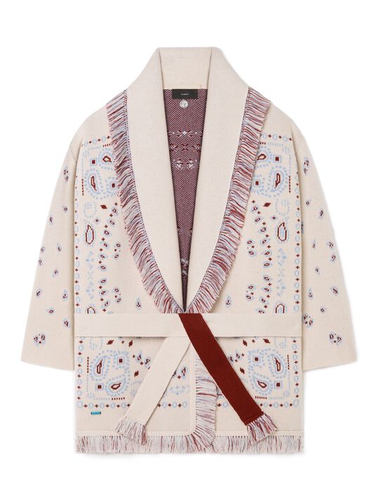 Alanui Bandana Jacquard Cardigan Chalk-Marsala LWHB064R25KNI001