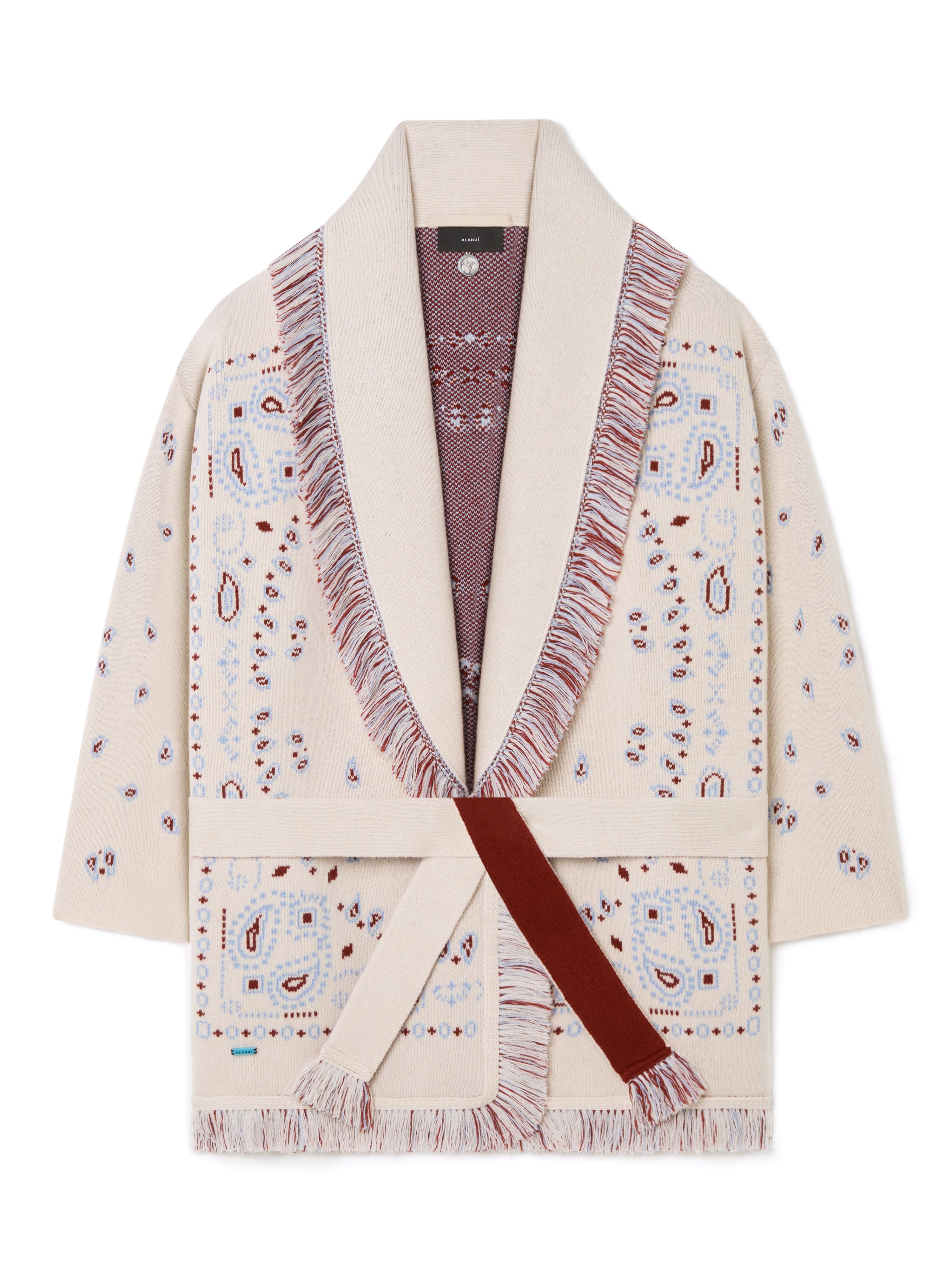 Alanui Bandana Jacquard Cardigan Chalk-Marsala LWHB064R25KNI001