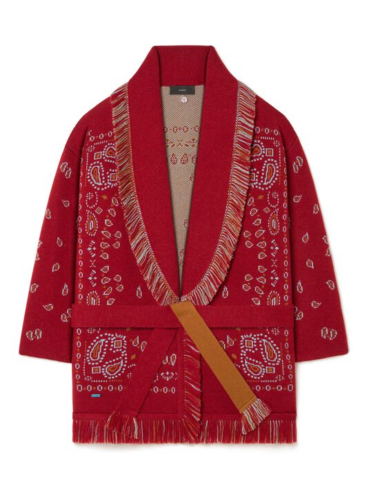 Alanui Bandana Jacquard Cardigan Ruby Red-Cognac LWHB064R25KNI001