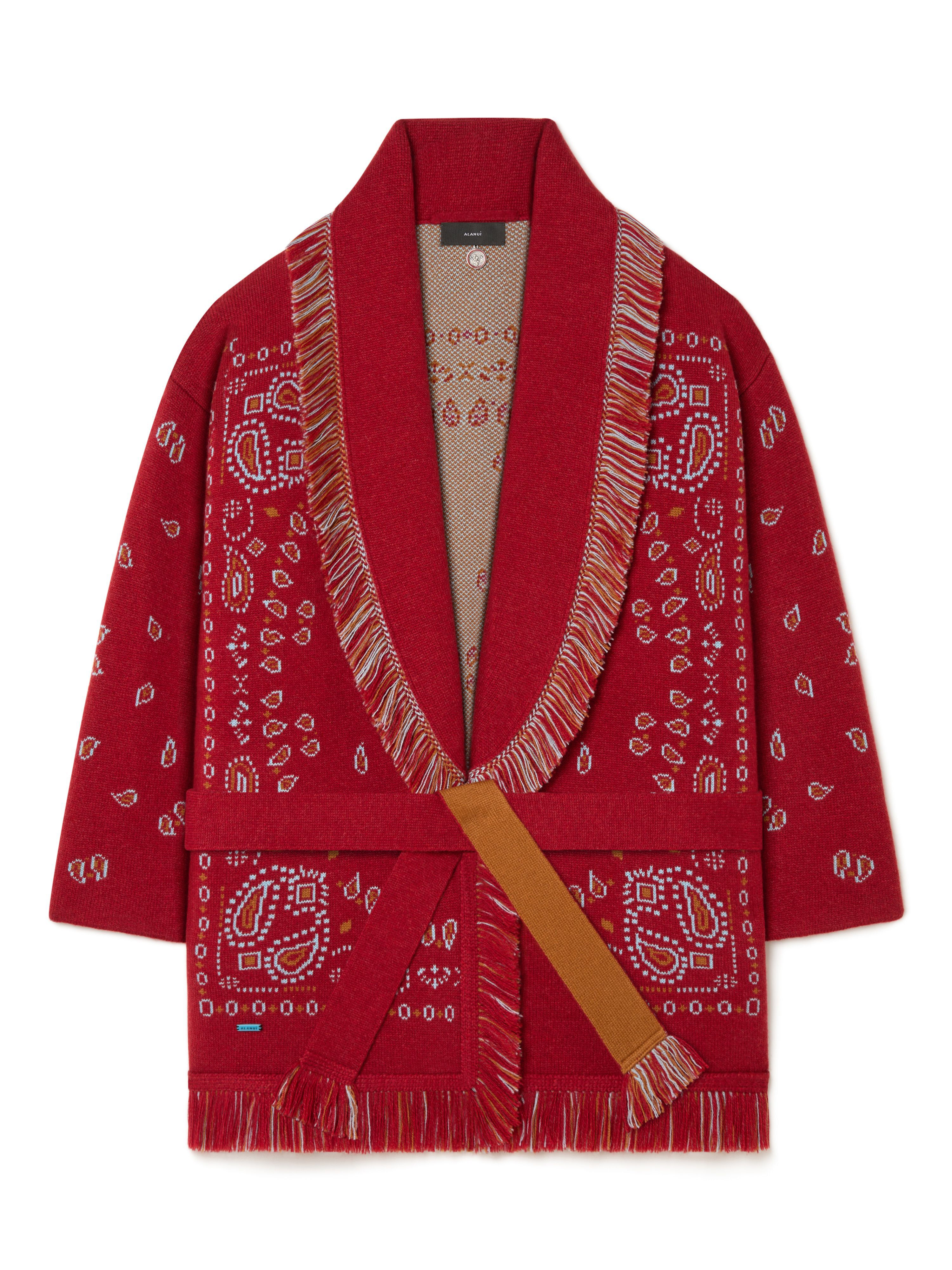 Alanui Bandana Jacquard Cardigan Ruby Red-Cognac LWHB064R25KNI001