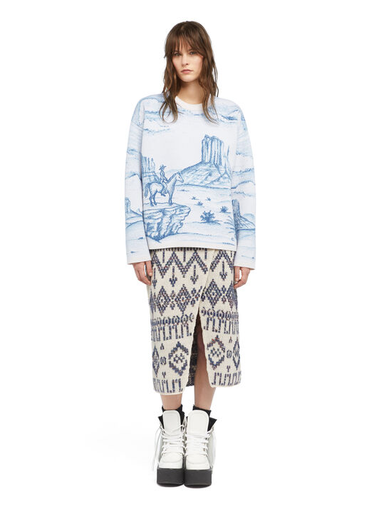 Alanui Silent Rider Sweater Chalk-Bluebell LWHE068E25KNI002
