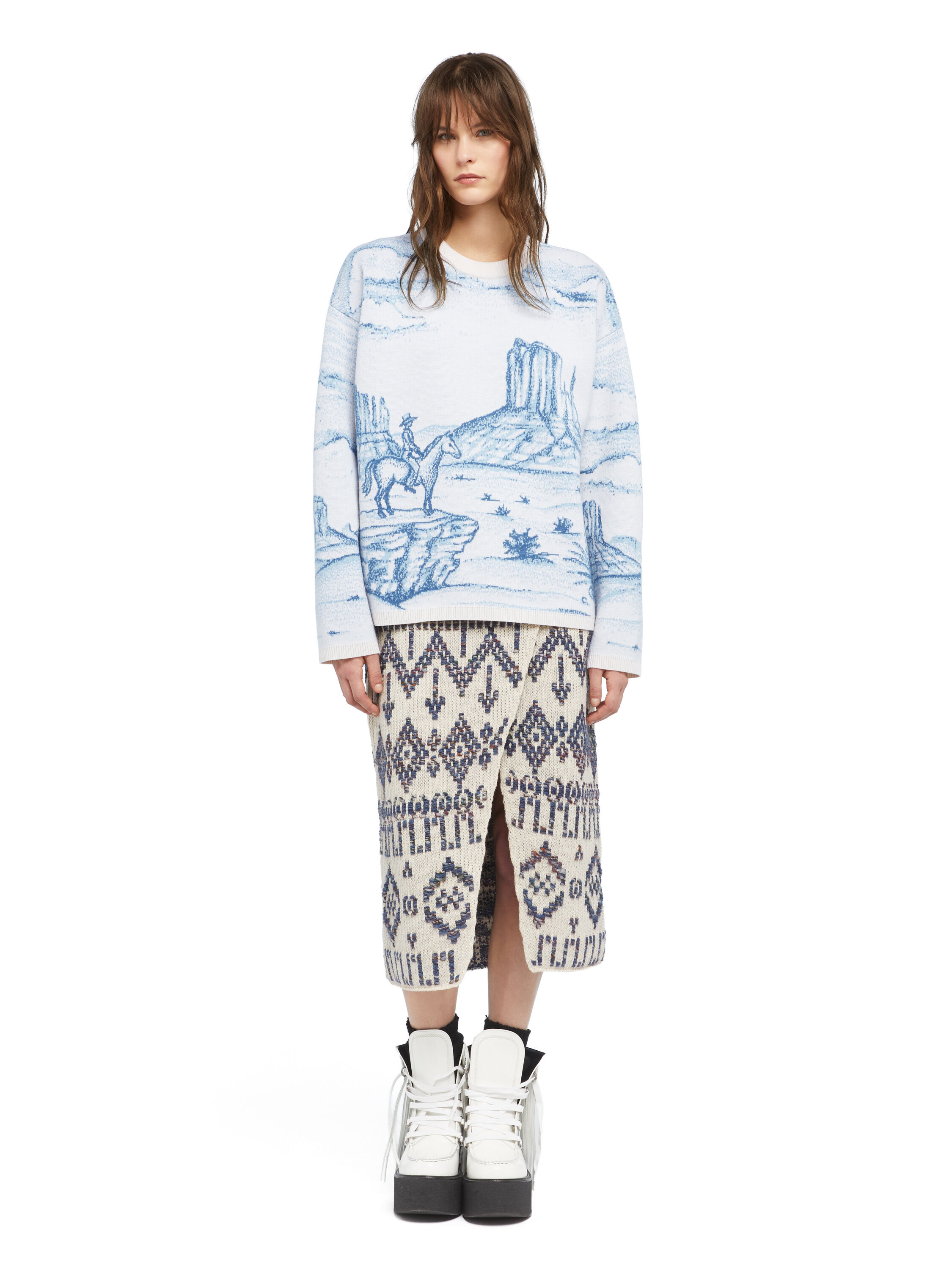 Alanui Silent Rider Sweater Chalk-Bluebell LWHE068E25KNI002