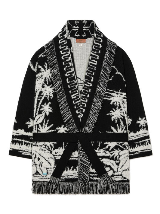 Alanui Palm Grove Tales Cardigan Black LWHB064E25KNI00D