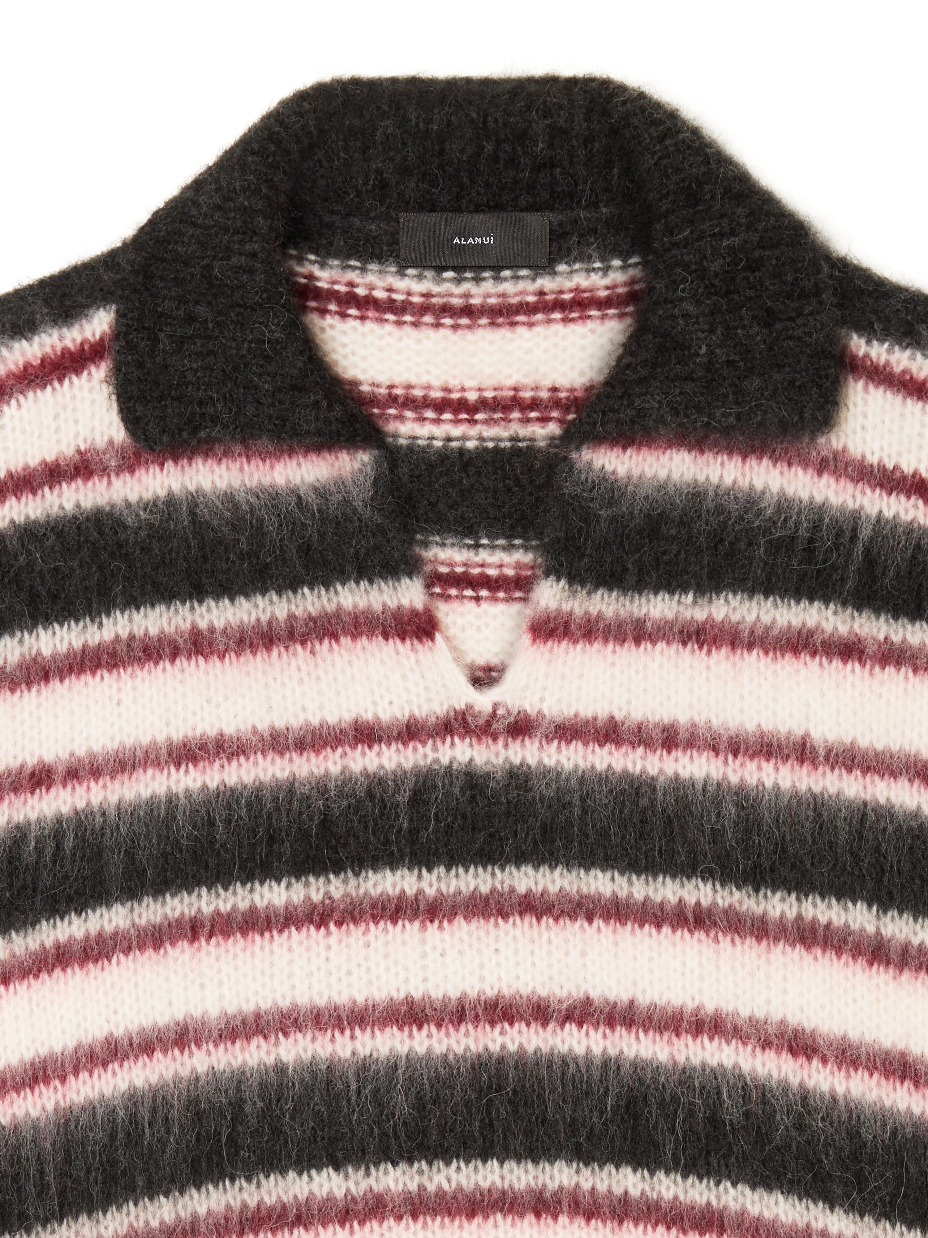 Alanui Grunge Stripes Polo Charcoal-Ruby LWHV007E25KNI001