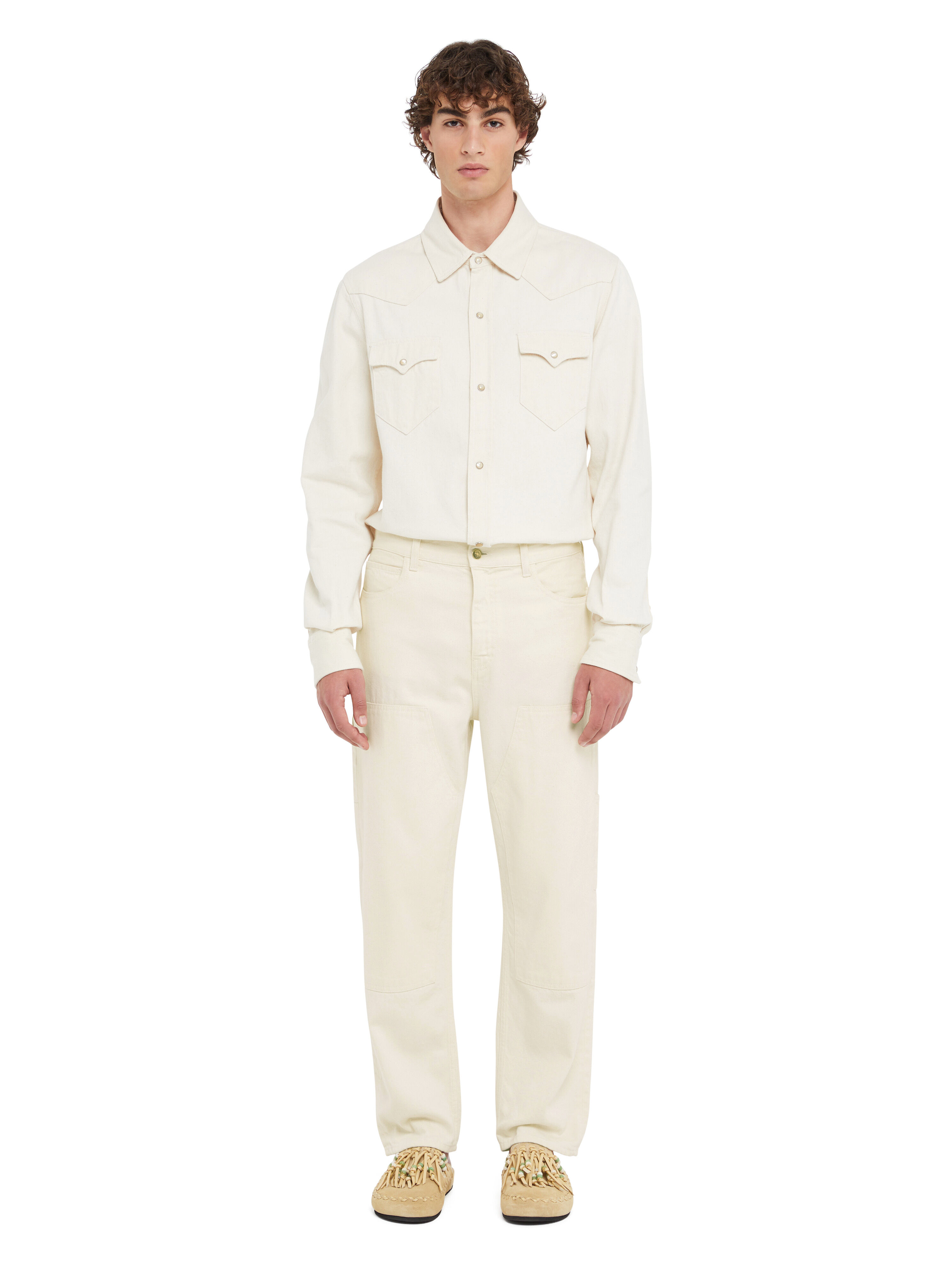 Alanui Raw Cargo Denim Pants White Raw Denim LMYB001R25DEN001