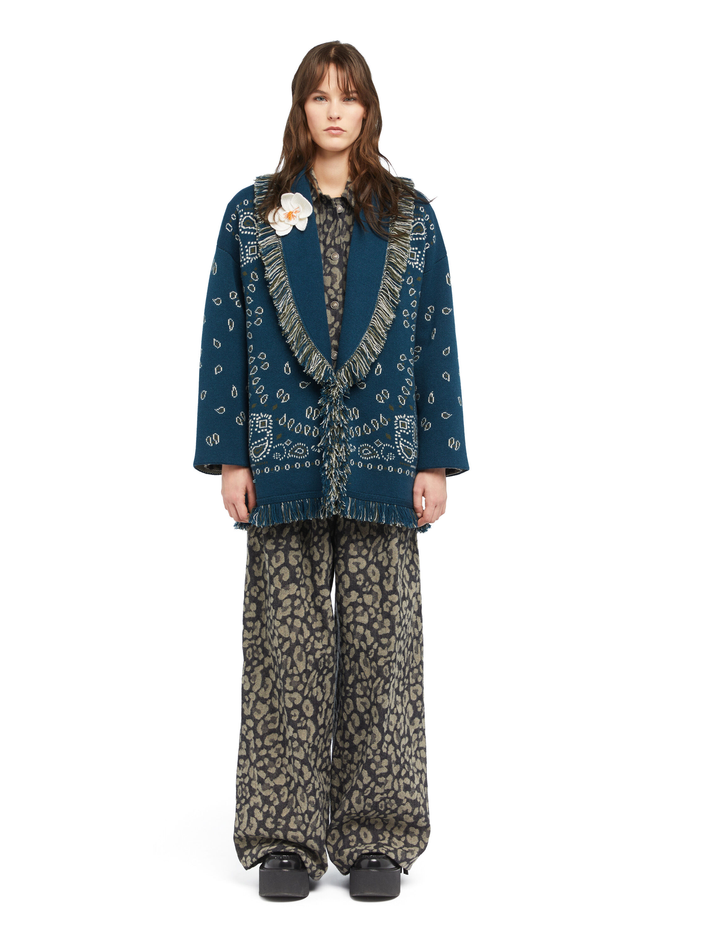 Alanui Bandana Jacquard Cardigan Arbour-Multicolor LWHB064E25KNI001