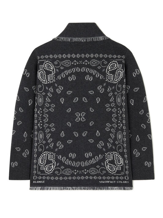 Alanui Bandana Jacquard Cardigan Charcoal-Multicolor LMHB039E25KNI001