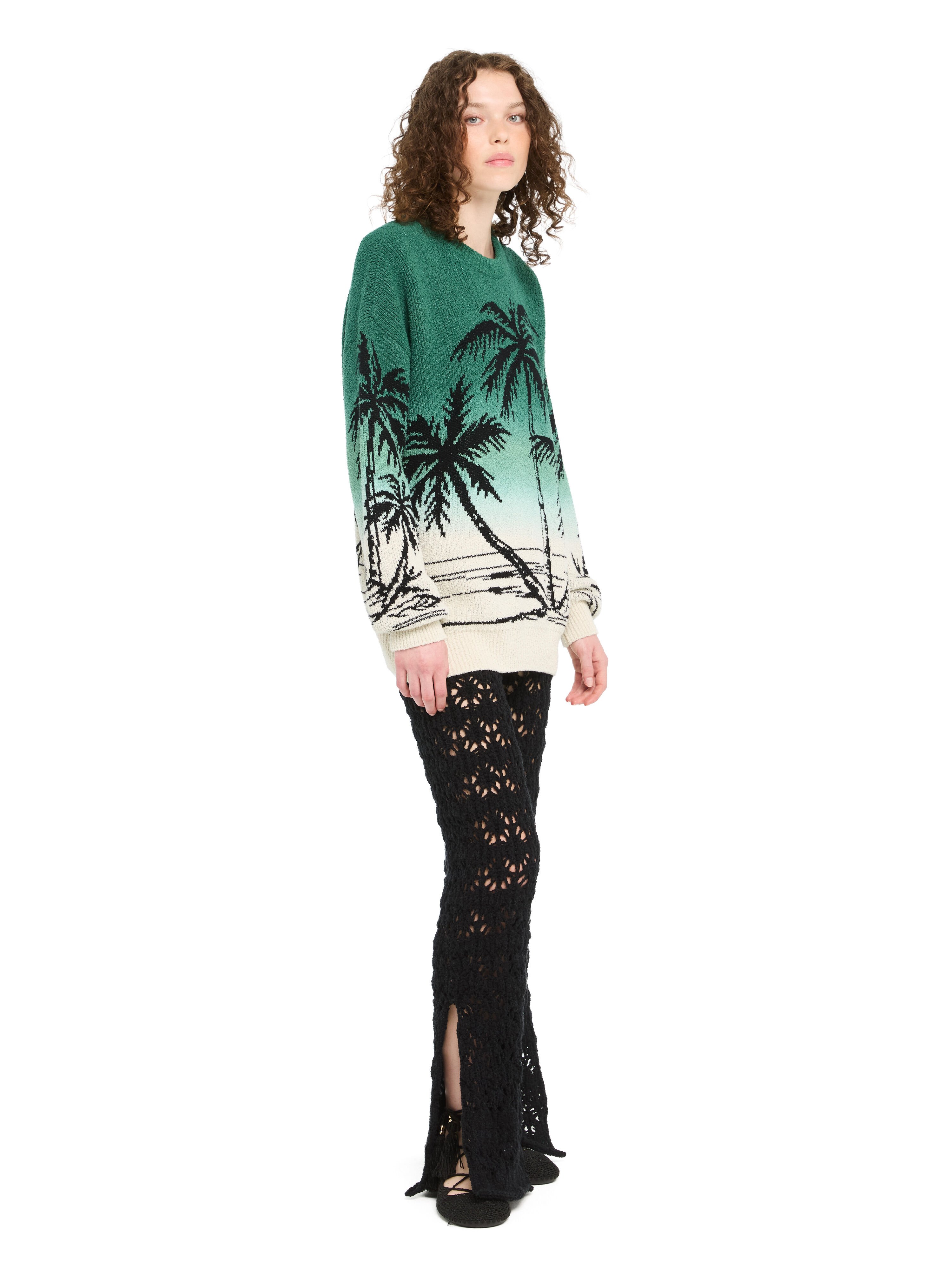 Alanui Wave Bloom Sweater Green Tide-Chalk LWHE068R26KNI002