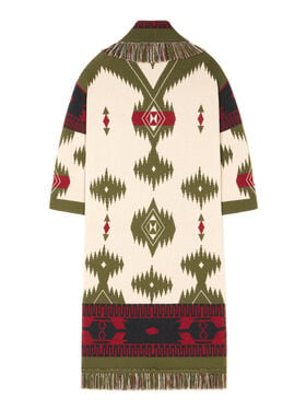 Alanui Icon Jacquard Coat Ivory-Olive
