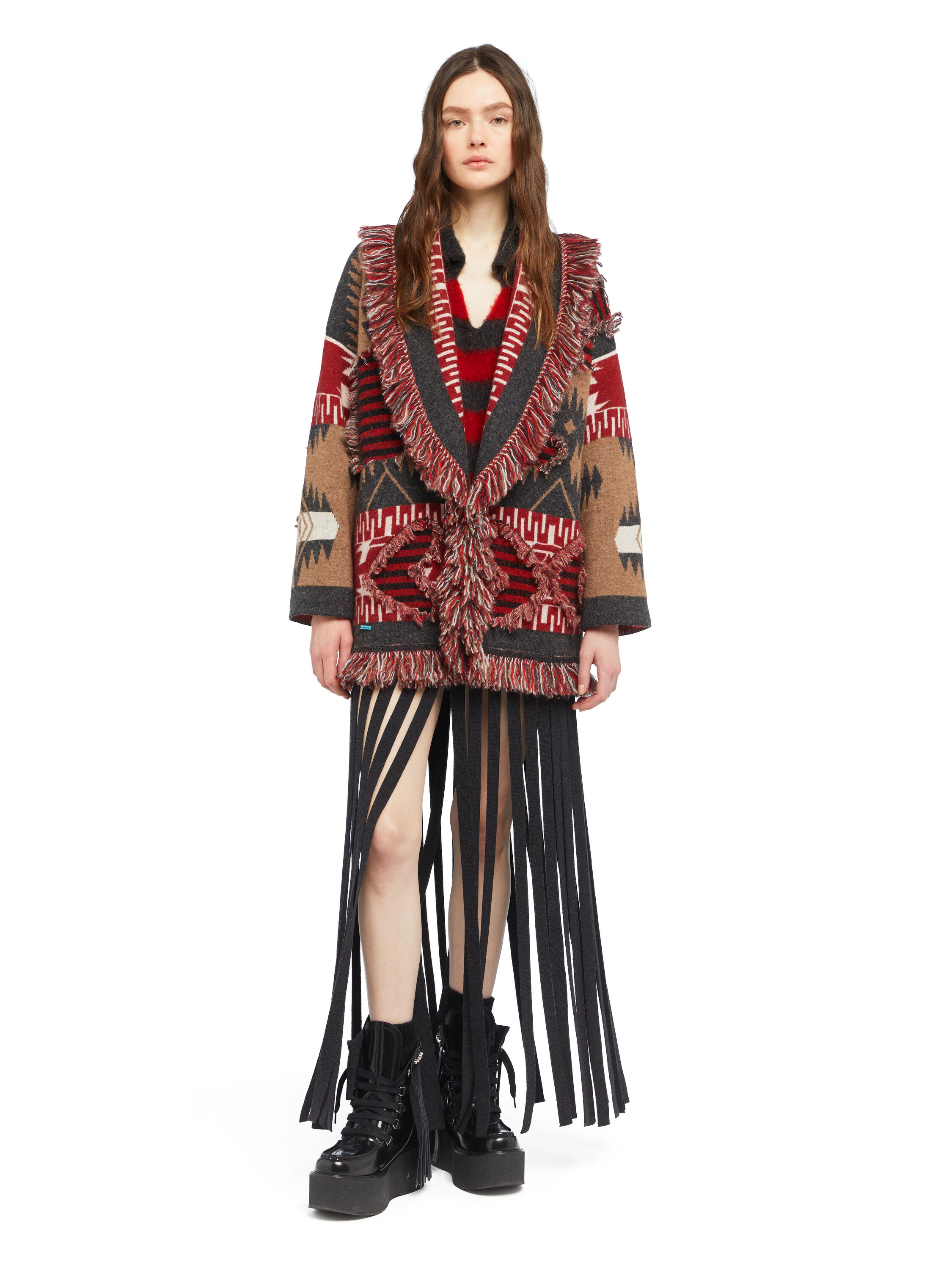 Alanui Grunge Anthem Cardigan Camel-Iron LWHB064E25KNI00A