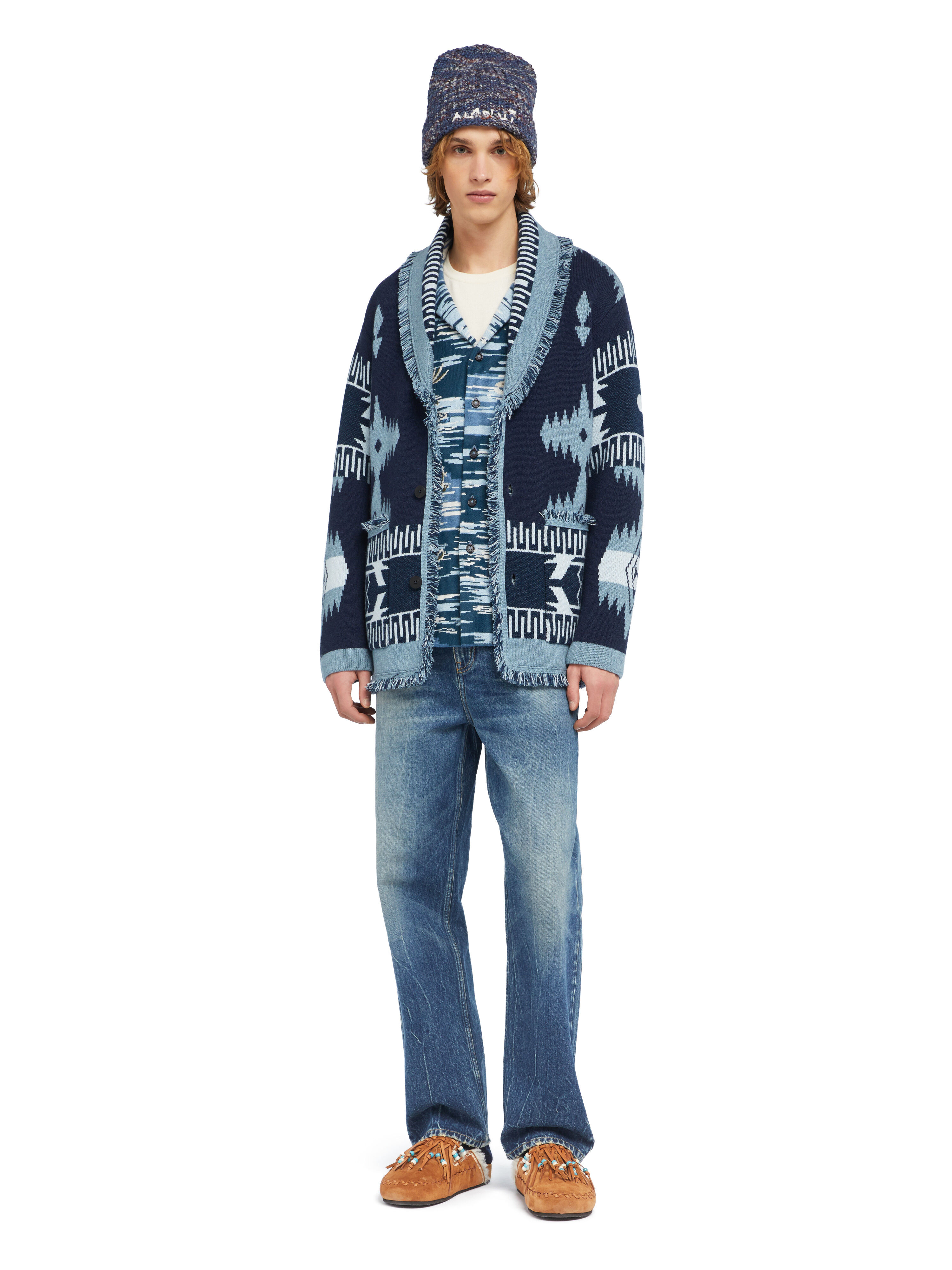 Alanui Icon Jacquard Cardigan Midnight-Denim LMHB038E25KNI001