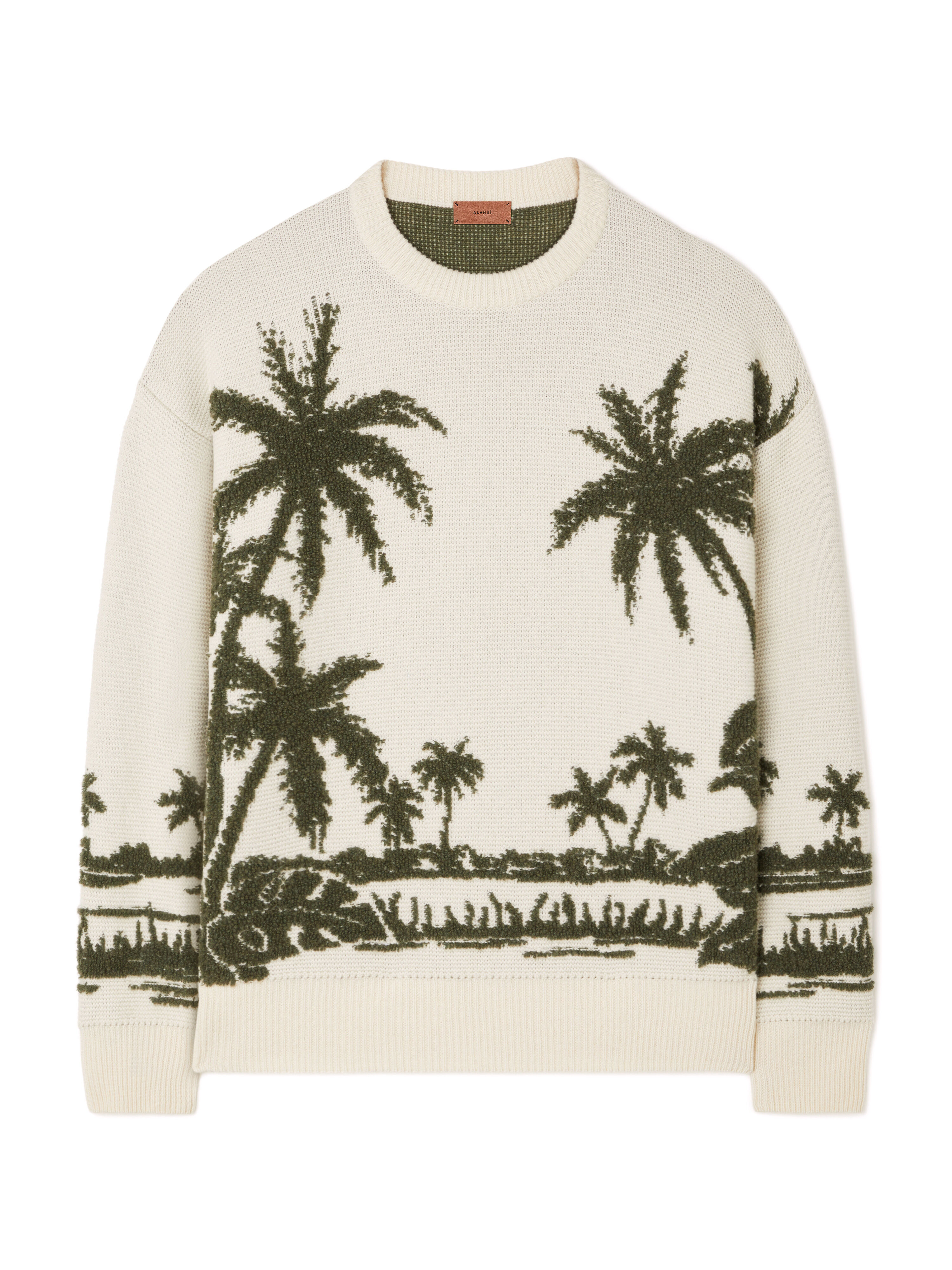 Alanui Palm Grove Tales Sweater Ivory-Olive LMHE033E25KNI002
