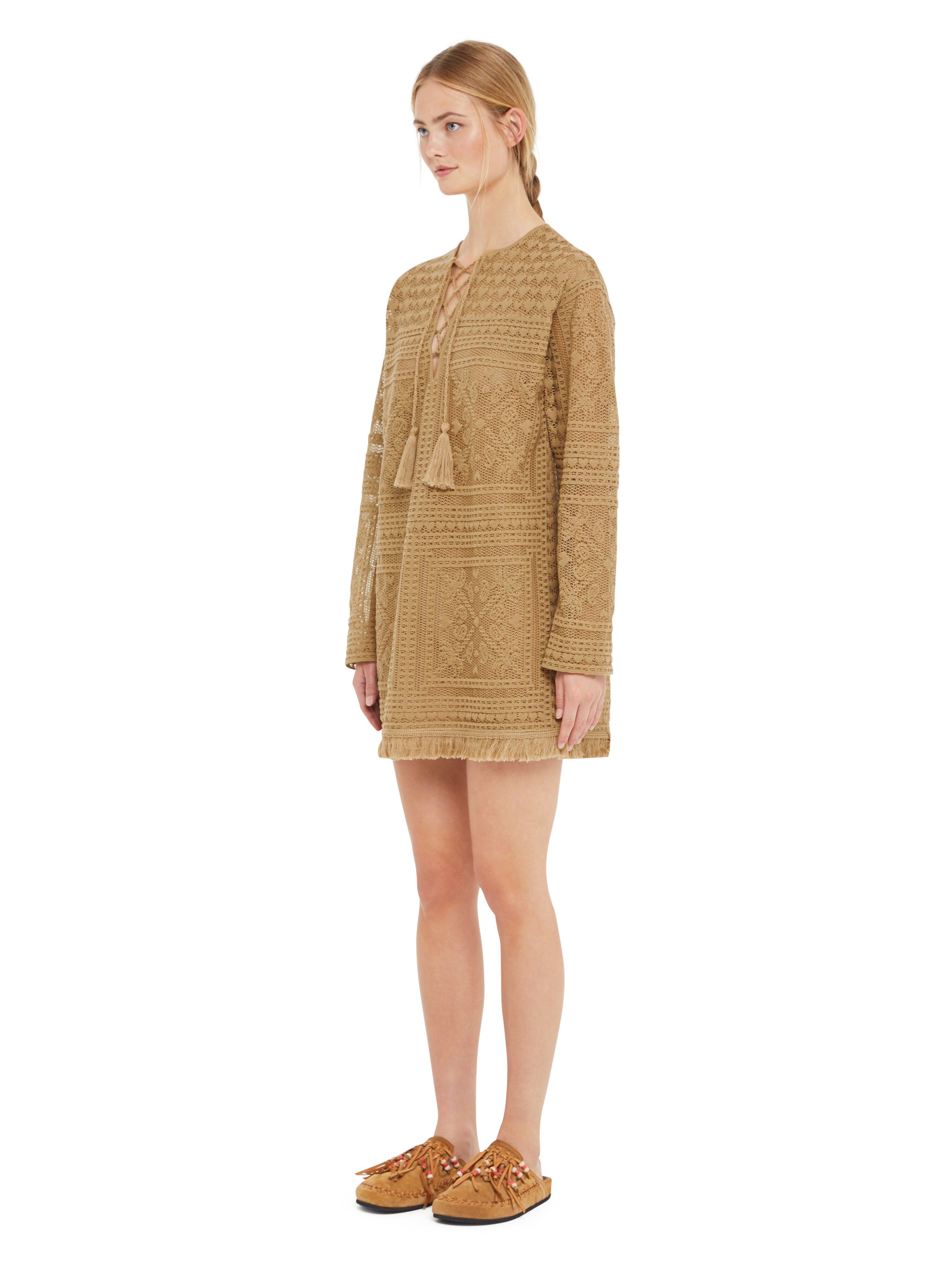 Alanui Kiss By The Book Mini Dress Sand LWHI05CR25KNI001