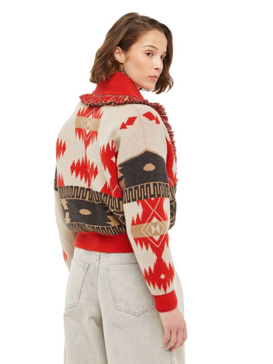 Alanui Icon Jacquard Cardi-Bomber Sand Fire LWHB026F23KNI002