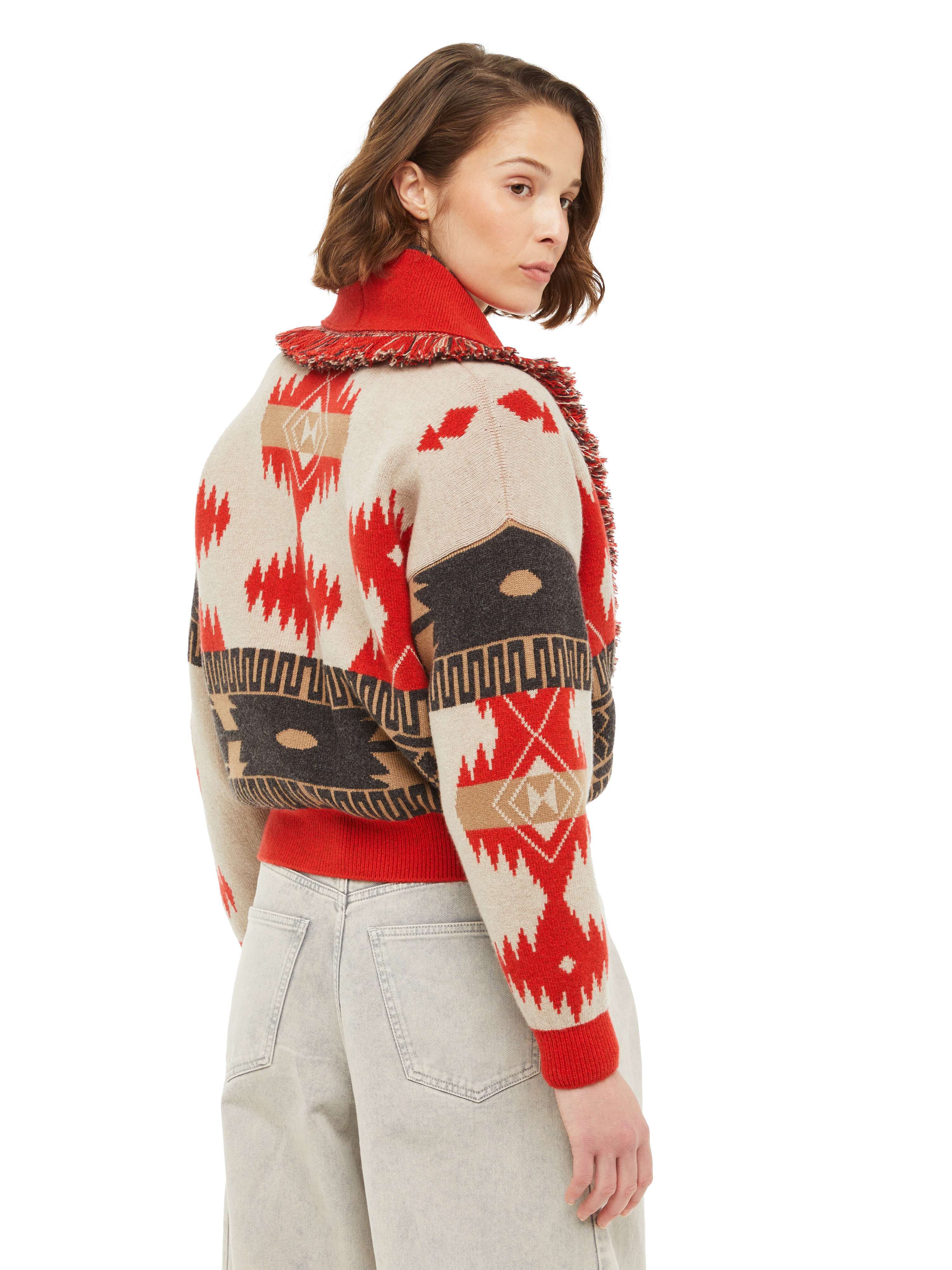 Alanui Icon Jacquard Cardi-Bomber Sand Fire LWHB026F23KNI002