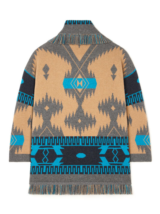 Alanui Icon Jacquard Cardigan Camel-Iron LWHB064E25KNI002