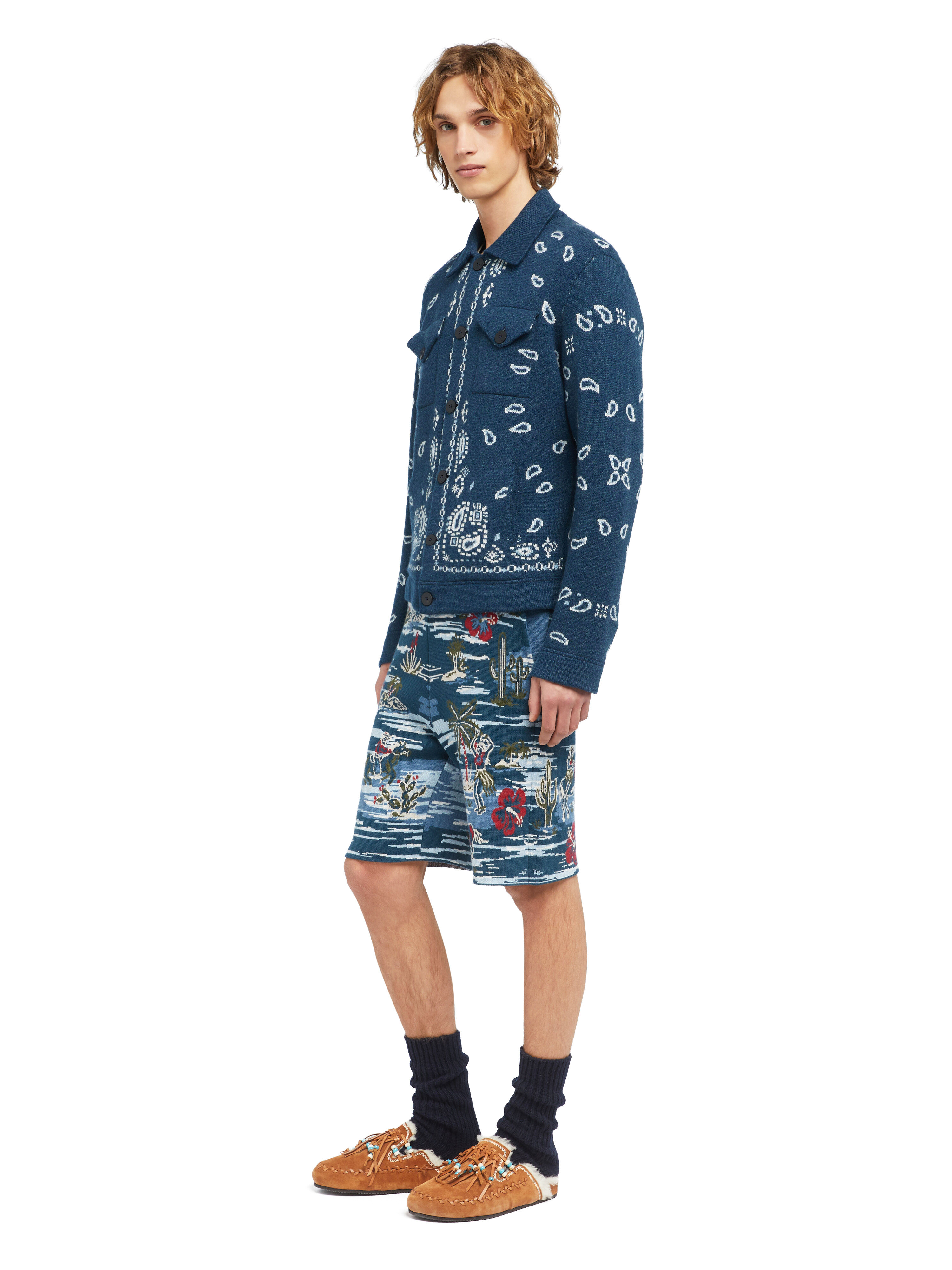 Alanui Bandana Jacquard Cardigan Midnight-Multicolor LMHQ007E25KNI001