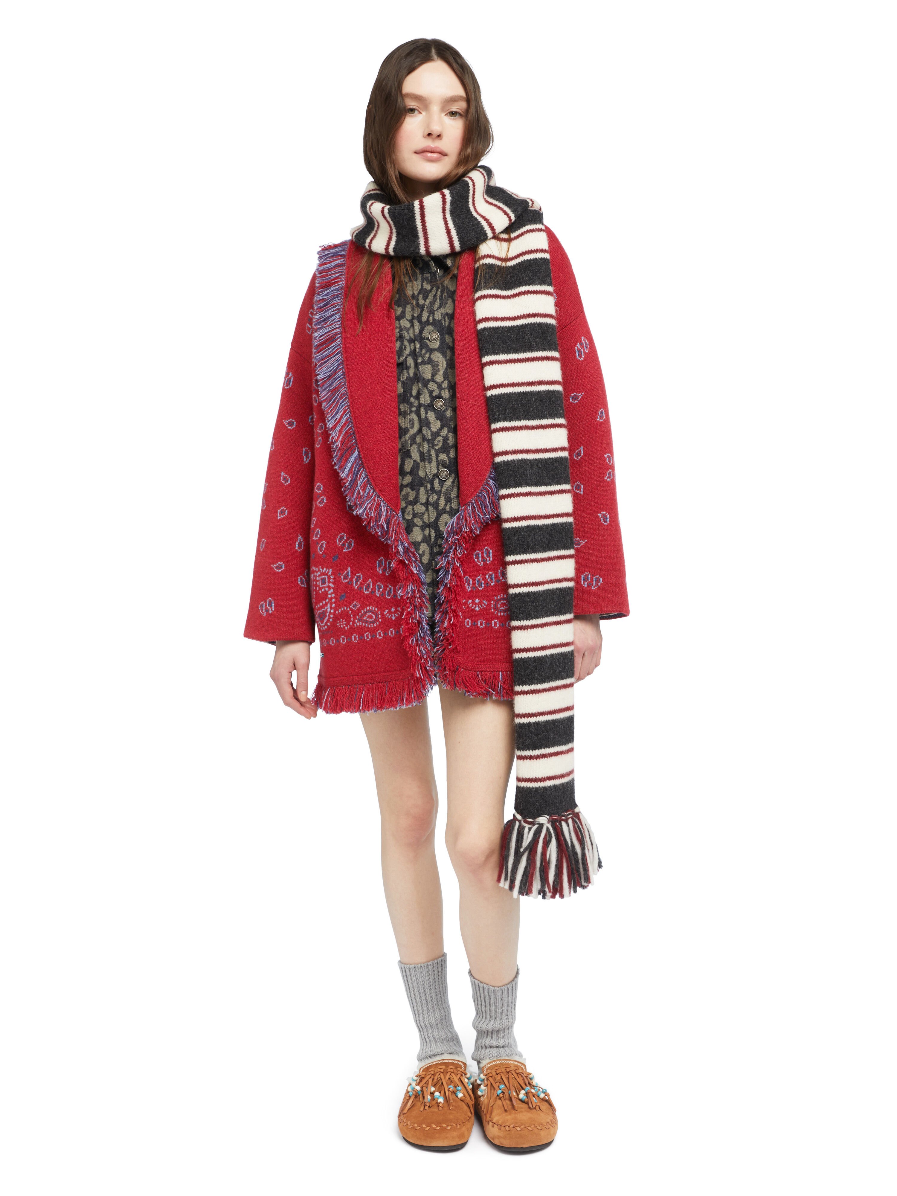 Alanui Bandana Jacquard Cardigan Ruby-Multicolor LWHB064E25KNI001