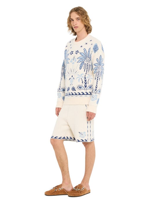 Alanui Echoes Of The Island Sweater Chalk-Light Blue LMHE033R26KNI002 Alanui Echoes Of The Island Sweater Chalk-Light Blue LMHE033R26KNI002