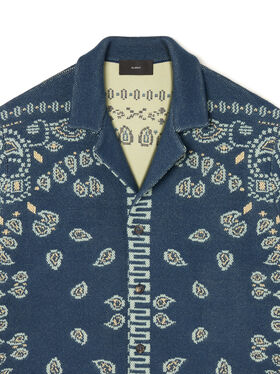 Alanui Cotton Piquet Bandana Shirt Arbour-Light Blue